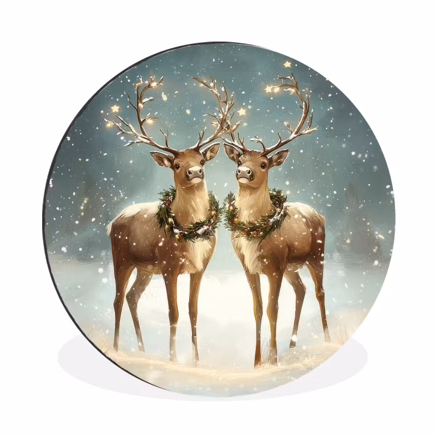 Kerstmagie - Winterwoud - Rendier Wandcirkel aluminium klein -3d
