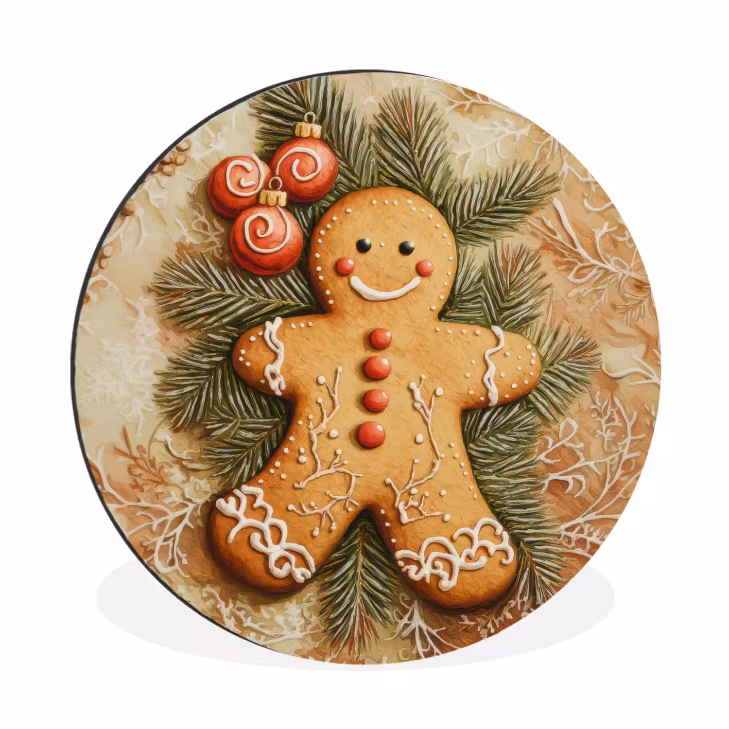 Kerstmis - Koekje - Poppetje - Speculaas Wandcirkel aluminium klein -3d