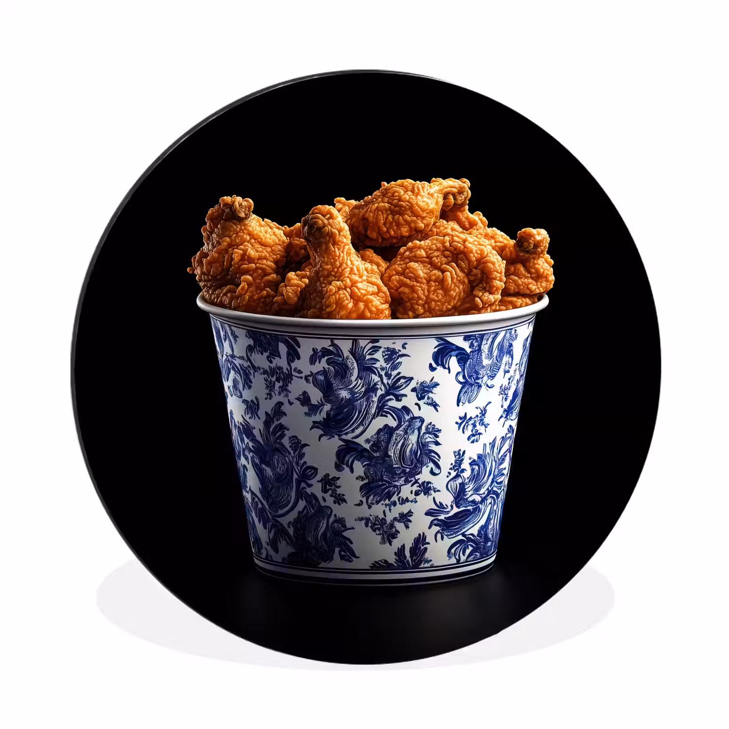 Kip - Bucket - Delfts blauw - Lekker Wandcirkel aluminium klein -3d