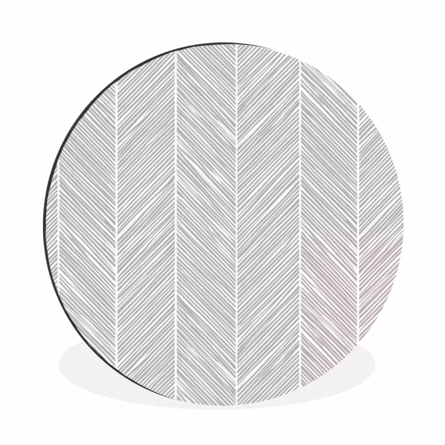 Klassiek - Visgraat - Grijs Wandcirkel aluminium klein 190 -3d