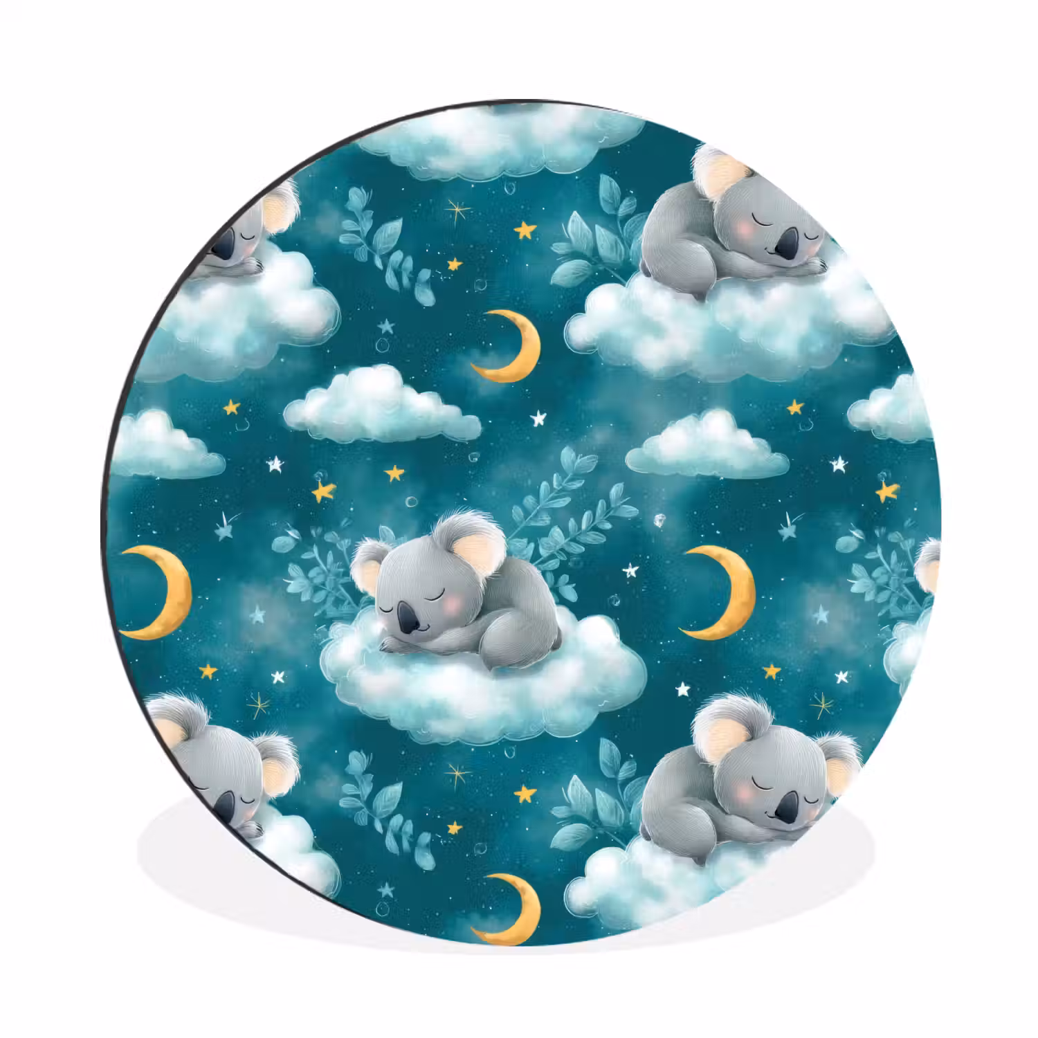 Koala's - Betoverend - Blauw Wandcirkel aluminium klein 190 -3d