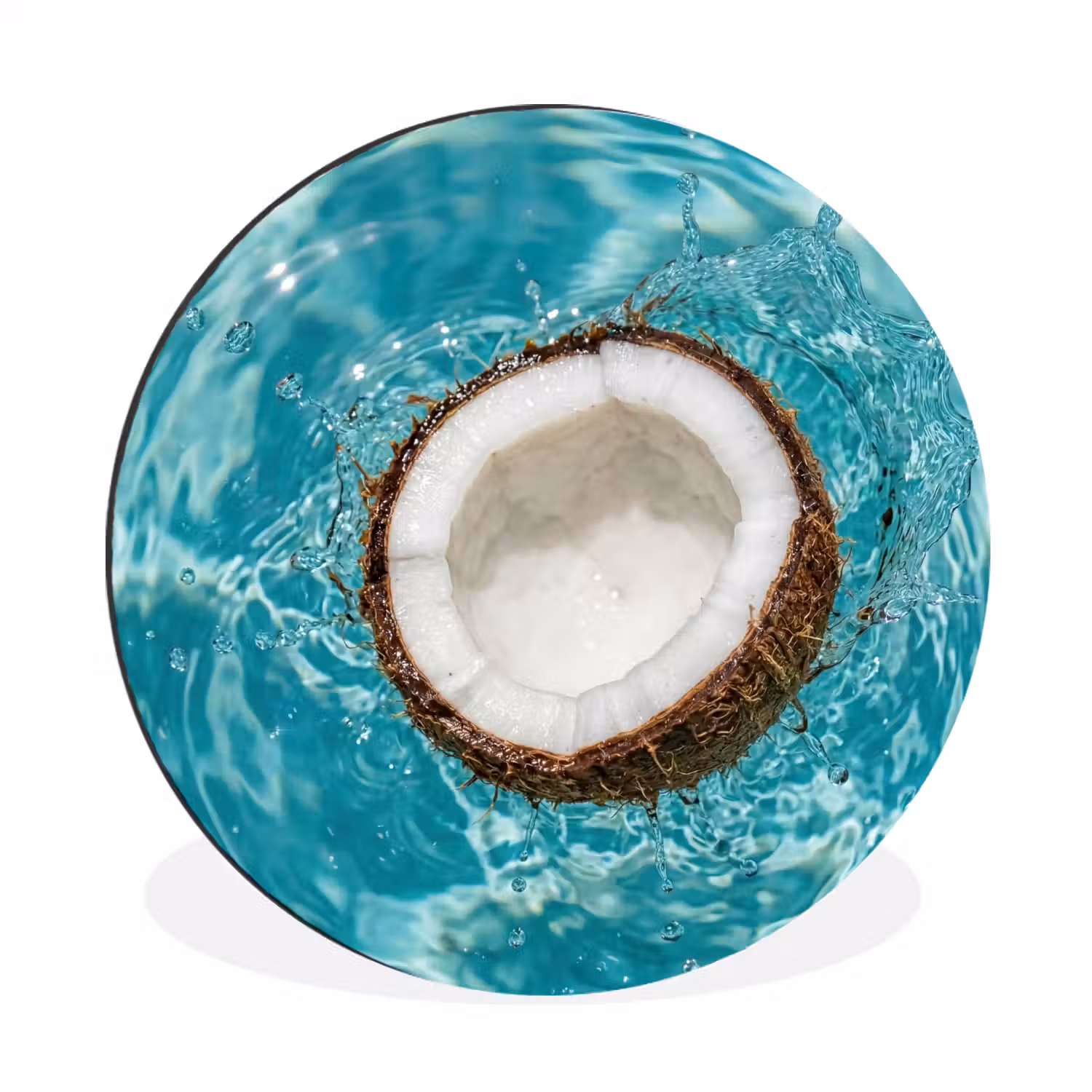 Kokosnoot - Water - Wit Wandcirkel aluminium klein -3d