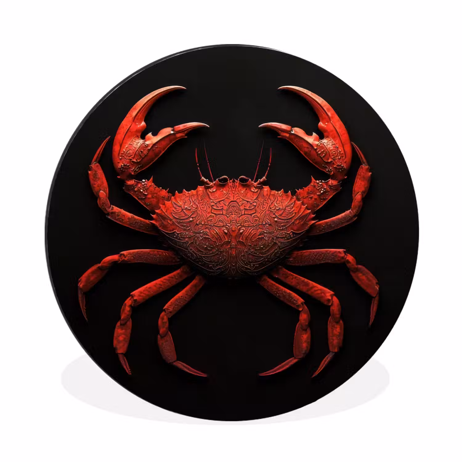 Krab - Rood - Vissen - Schaaldieren Wandcirkel aluminium klein -3d