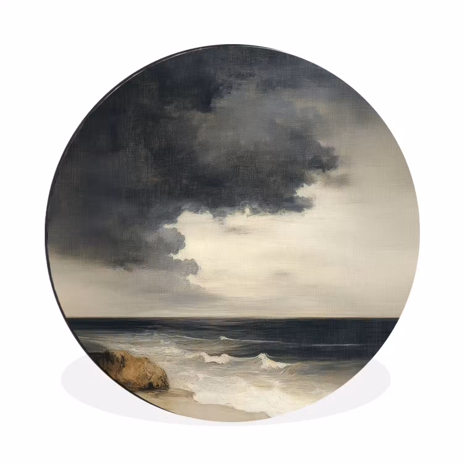 Kust - Golven - Rots - Storm Wandcirkel aluminium klein -3d