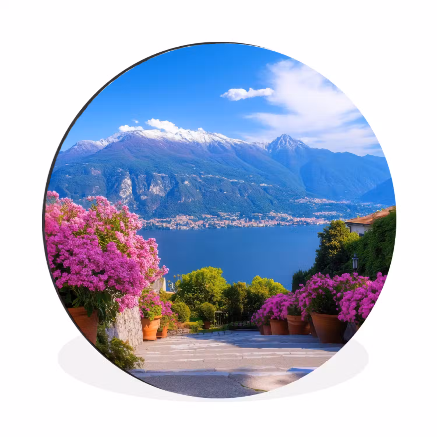 Lake Como - Italië - Landschap Wandcirkel aluminium klein -3d