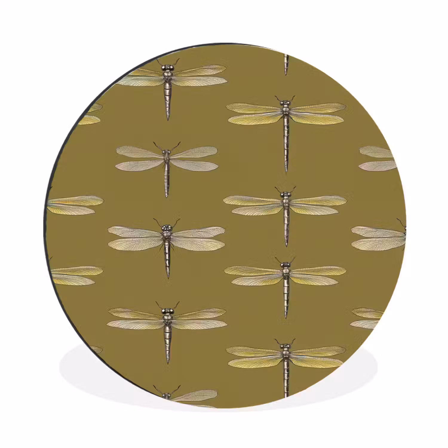 Libellen - Patroon - Groen Wandcirkel aluminium klein 190 -3d