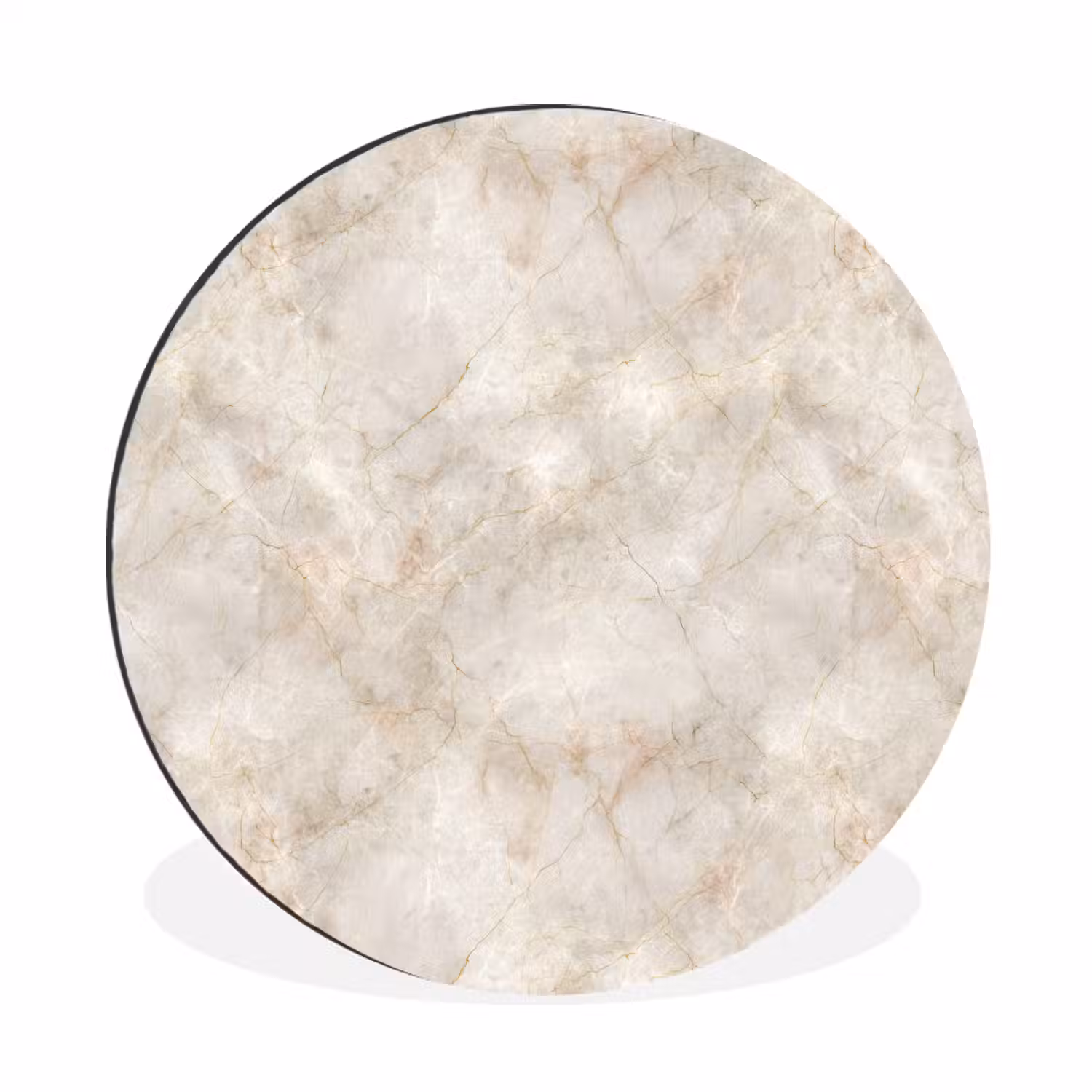 Lichtbeige - Goudbruine Nerven - Marmer Wandcirkel aluminium klein 190 -3d