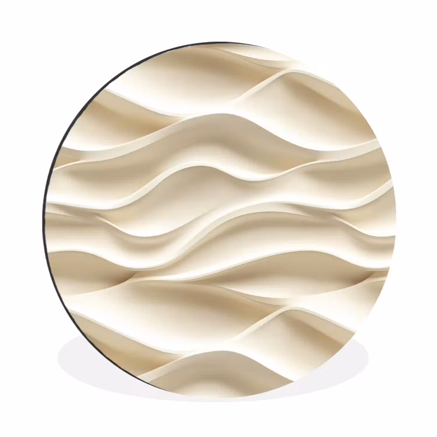 Lijnen - Golvend - Crème Wandcirkel aluminium klein 190 -3d