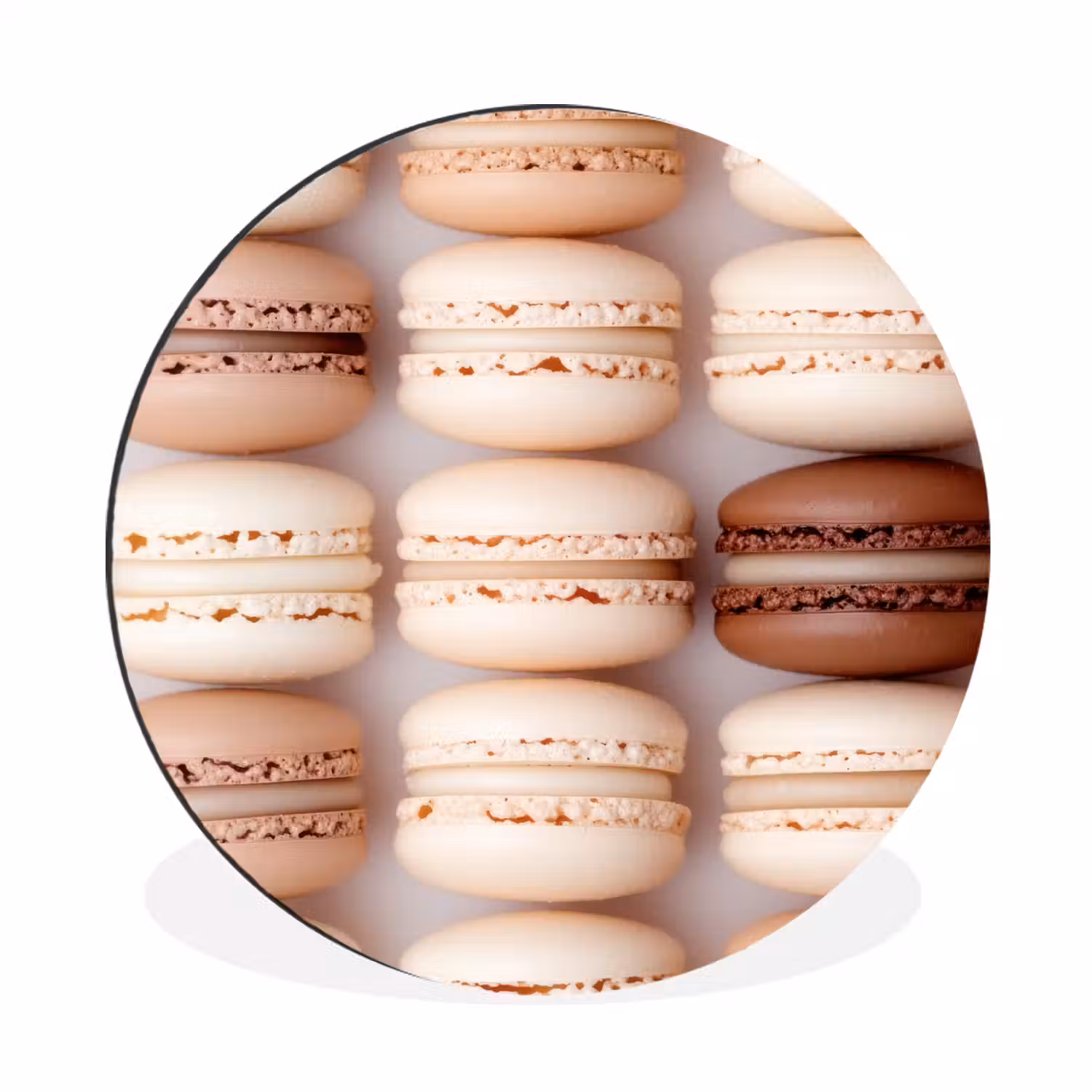 Macarons - Beige - Bruin Wandcirkel aluminium klein -3d