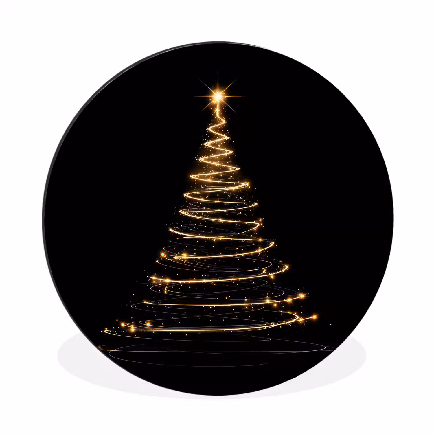 Magisch - Kerstboom - Lichtspiralen - Zwart Wandcirkel aluminium klein -3d
