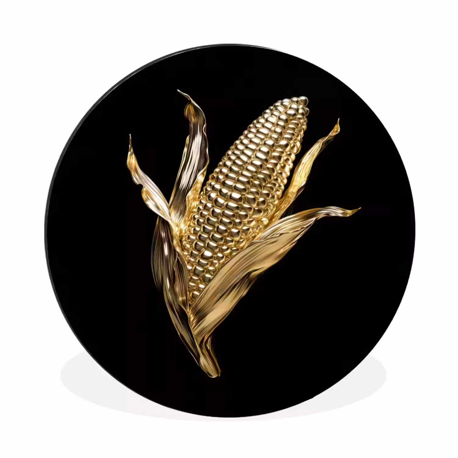 Mais - Eten - Goud - Zwart Wandcirkel aluminium klein -3d