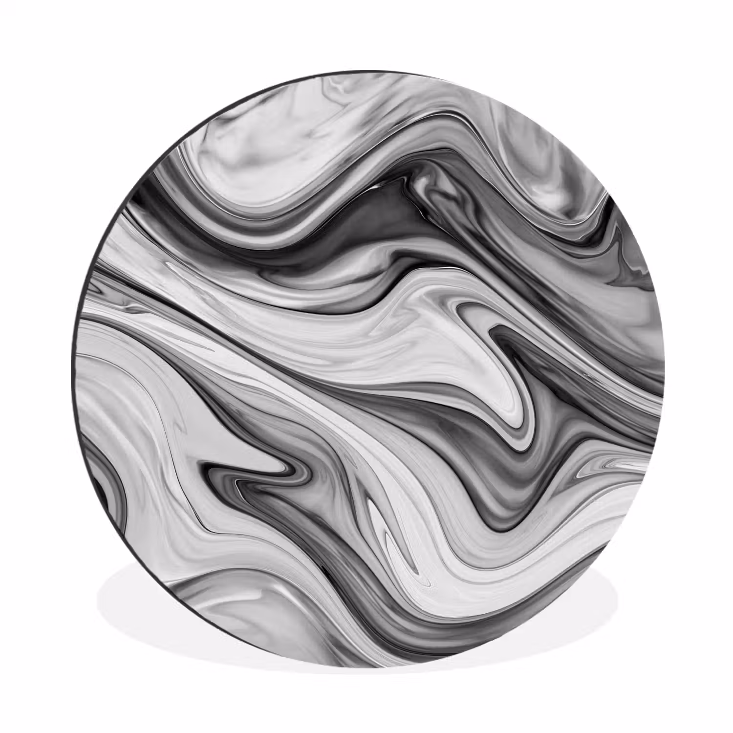 Marmer - Patronen - Grijs - Marmerlook - Zwart Wandcirkel aluminium klein -3d