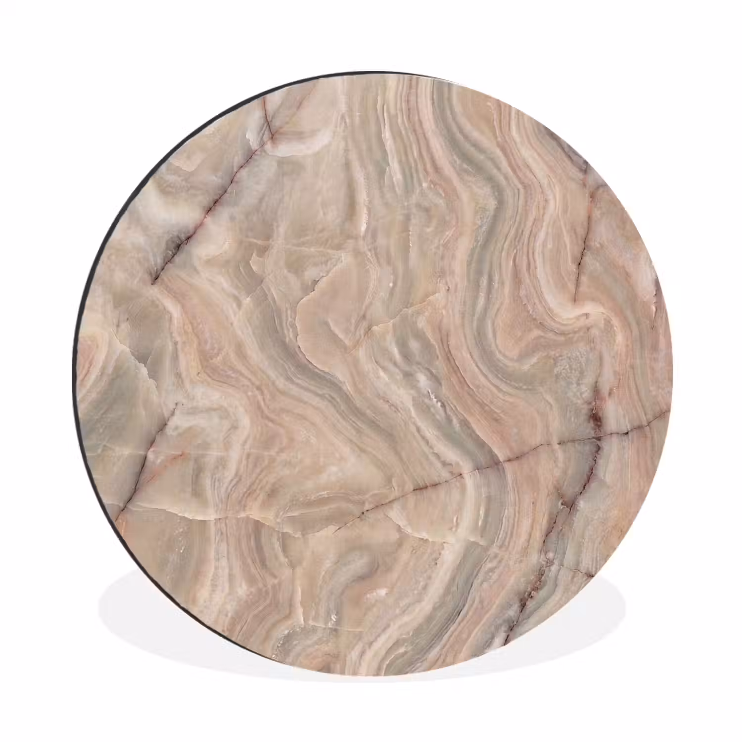 Marmer - Patroon - Abstract - Beige - Groen Wandcirkel aluminium klein -3d