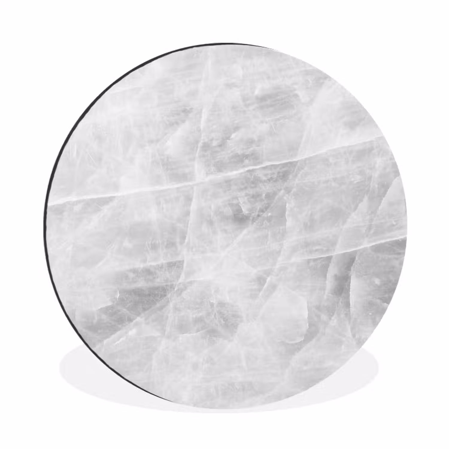 Marmer - Steen - Wit - Luxe - Marmerlook Wandcirkel aluminium klein -3d
