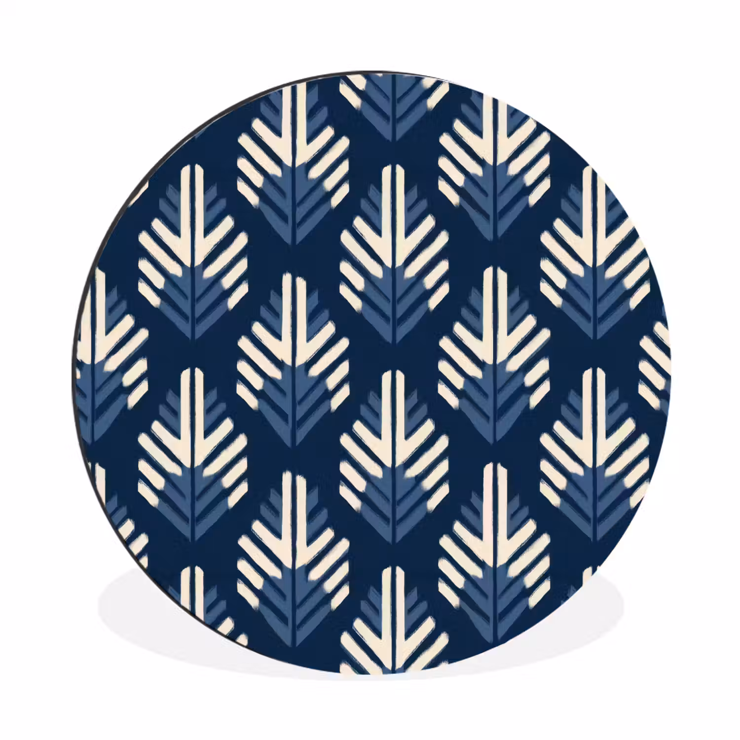 Modern - Patroon - Blauw Wandcirkel aluminium klein 190 -3d