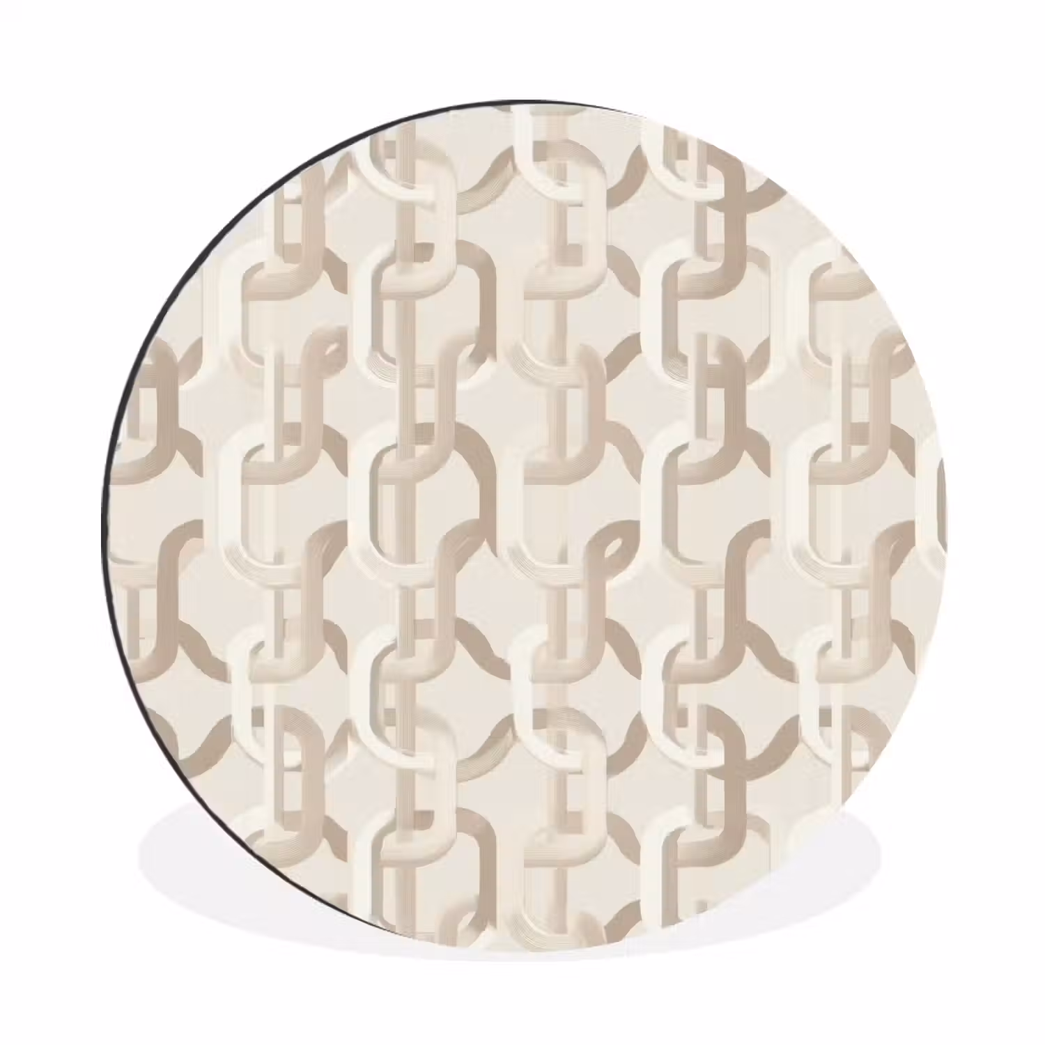 Motief - Abstract - Beige Wandcirkel aluminium klein 190 -3d