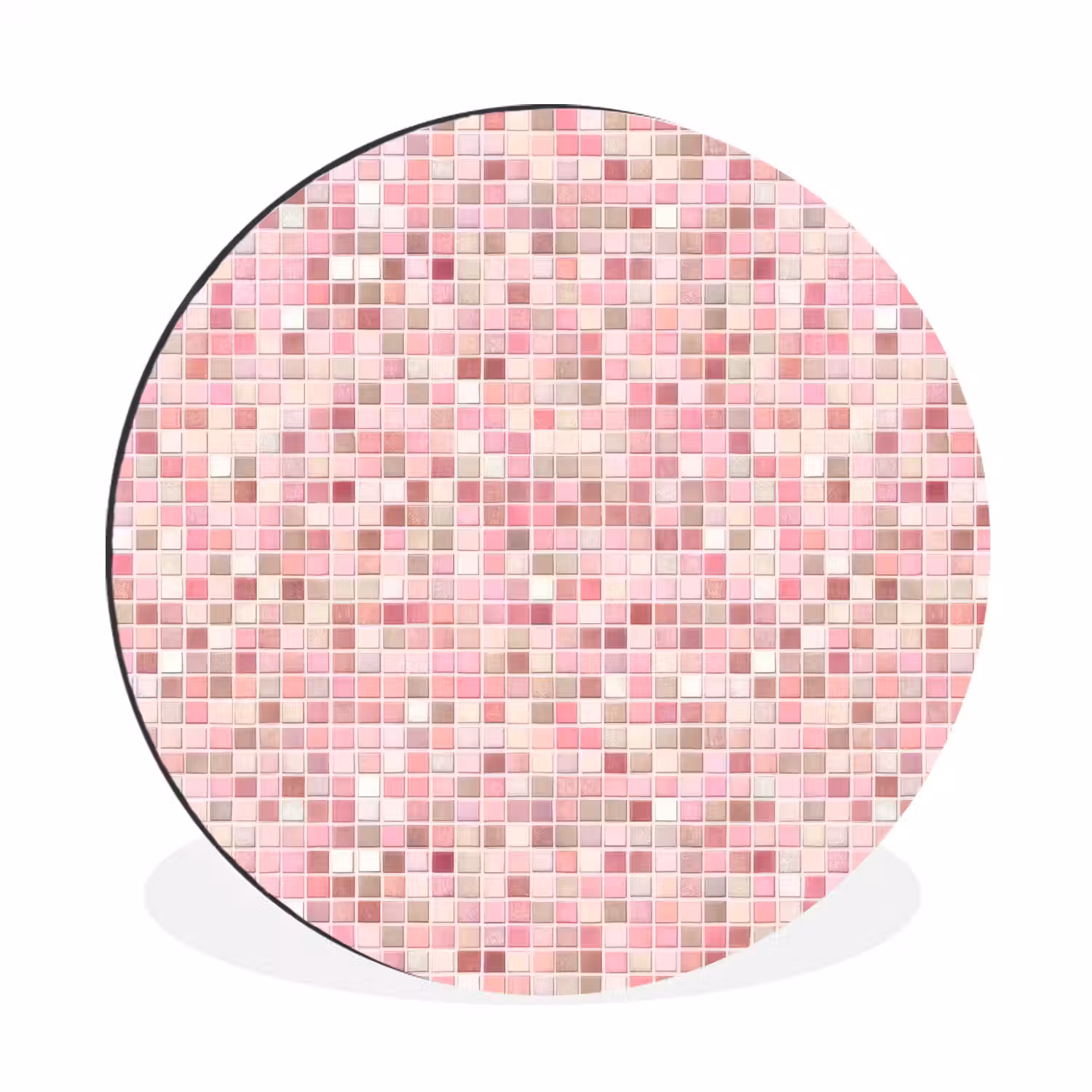 Mozaïek - Patroon - Roze Wandcirkel aluminium klein 190 -3d
