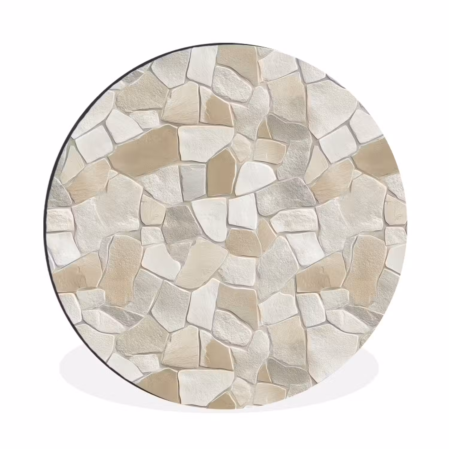 Mozaïek - Stenen - Beige Wandcirkel aluminium klein 190 -3d