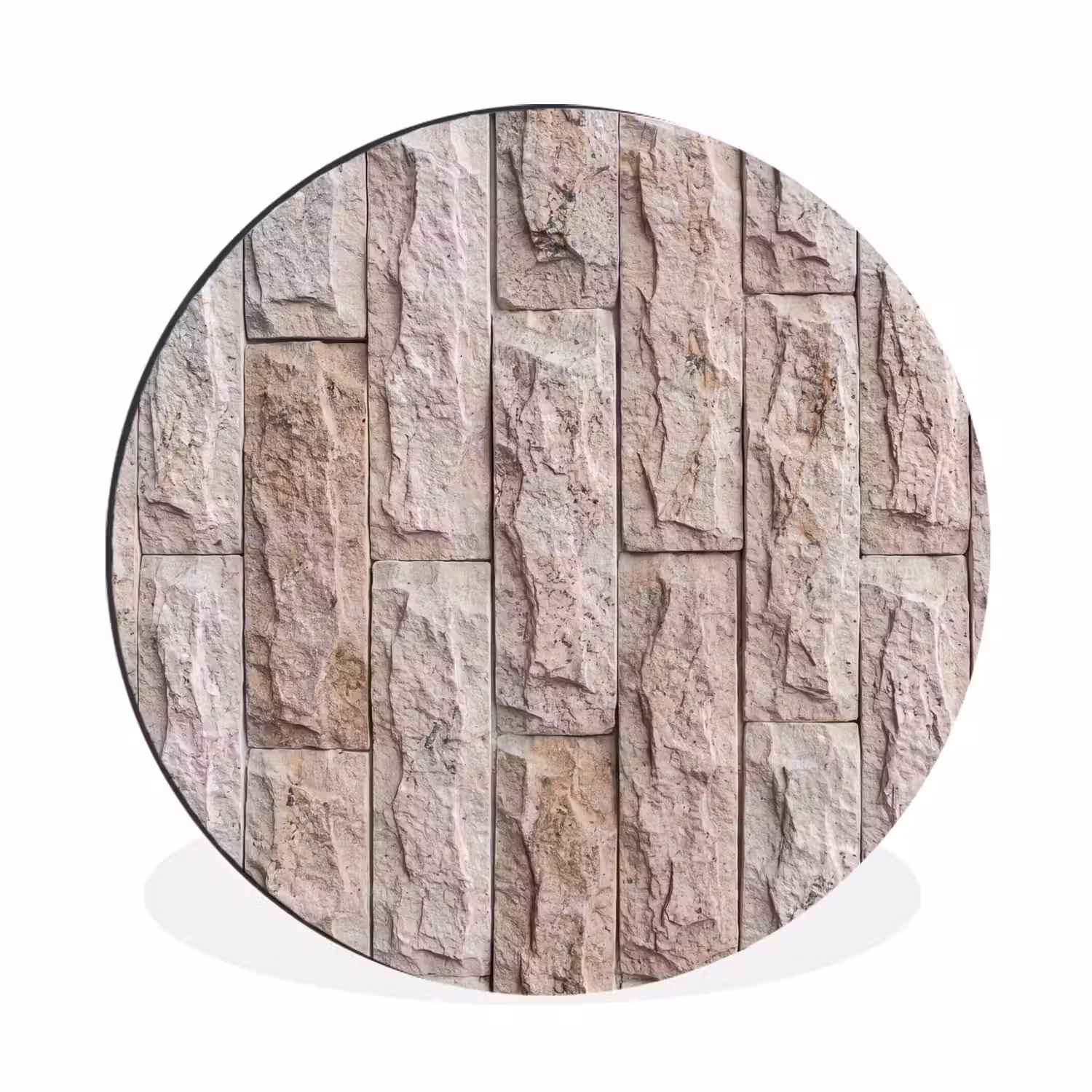 Muur - Steen - Ruw - Beige - Textuur Wandcirkel aluminium klein -3d