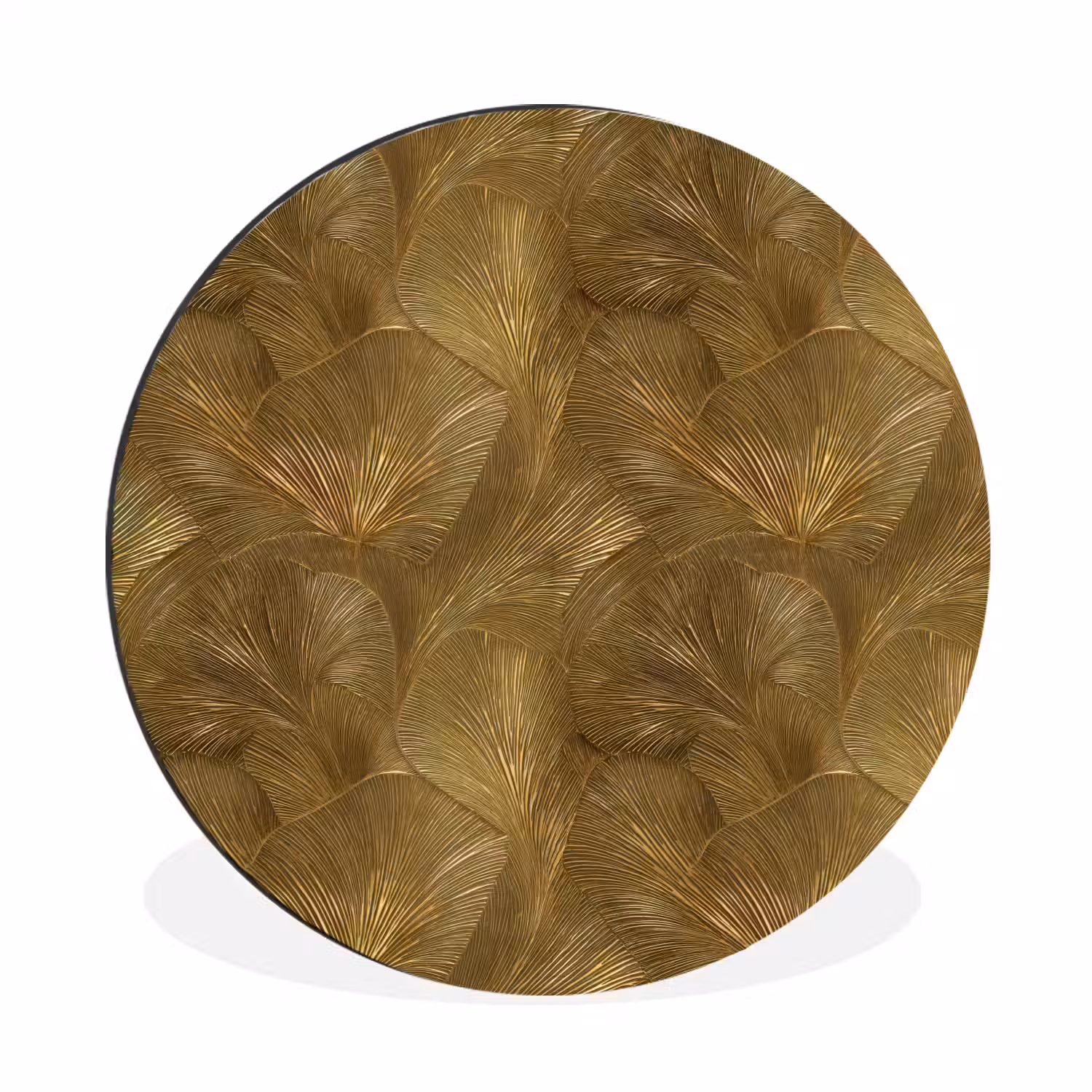 Organisch - Lijnen - Goud Wandcirkel aluminium klein 190 -3d