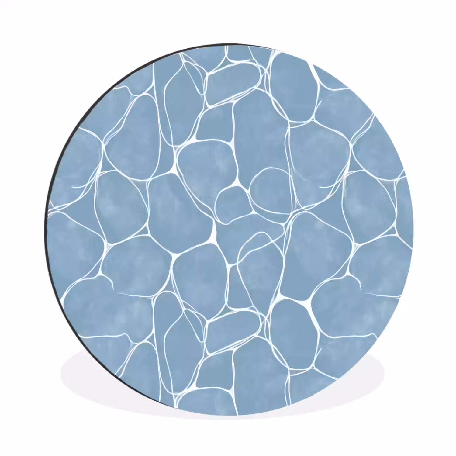 Organisch - Patroon - Blauw Wandcirkel aluminium klein 190 -3d