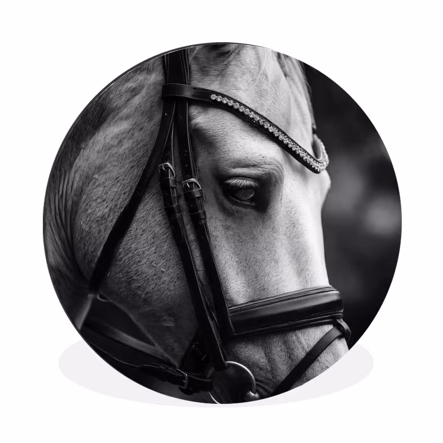 Paard - Schimmel - Portret Wandcirkel aluminium klein -3d