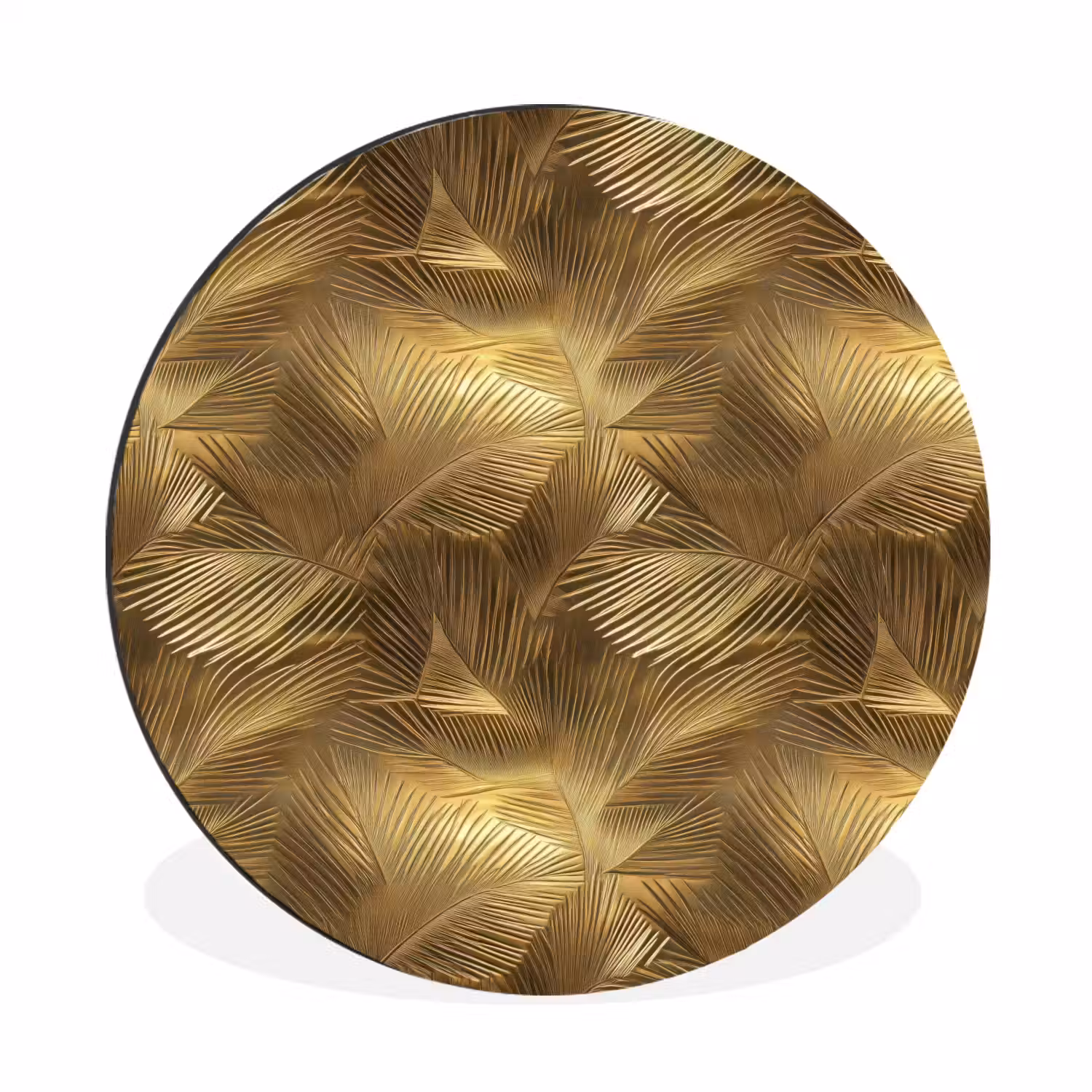 Palm - Waaier - Goud Wandcirkel aluminium klein 190 -3d