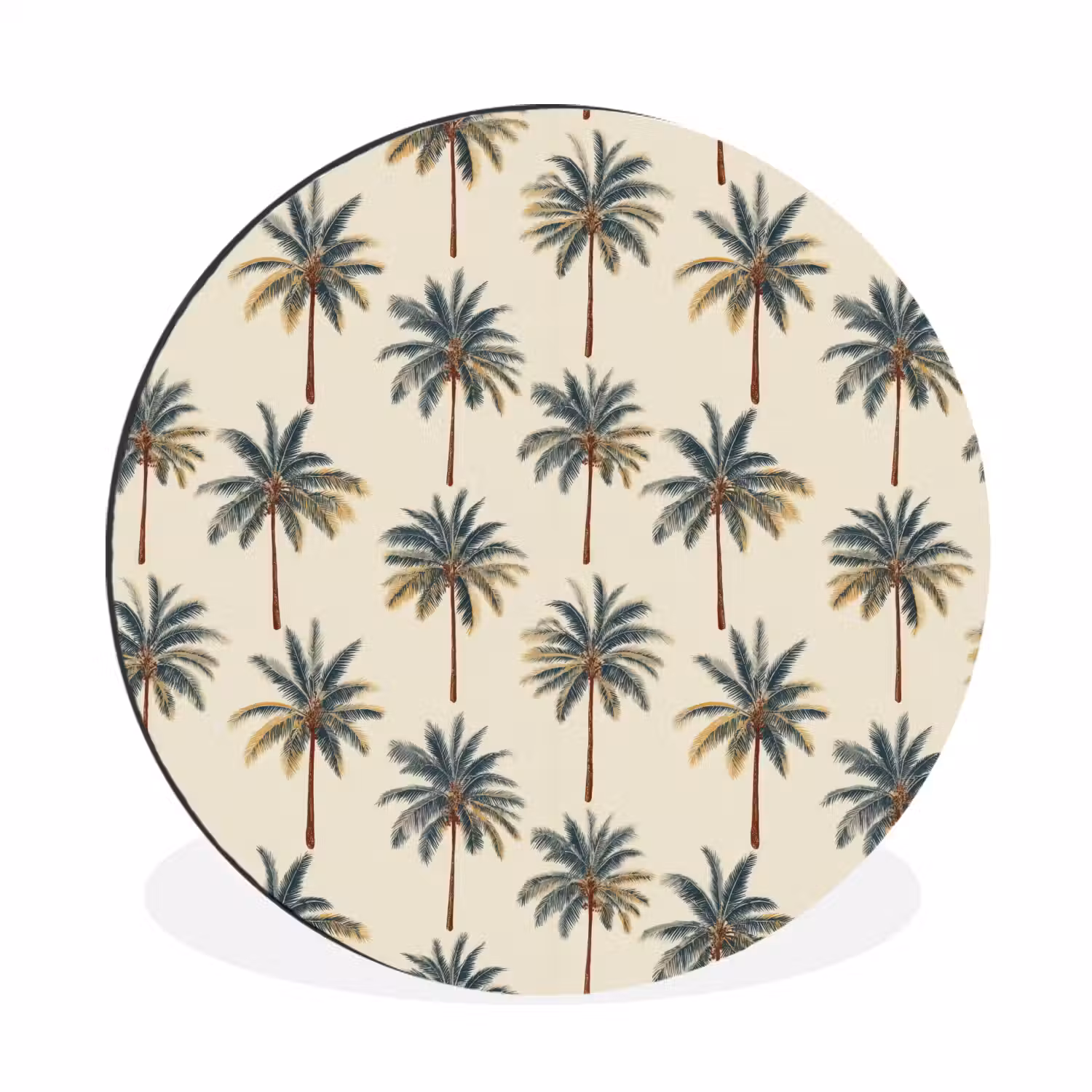 Palmbomen - Tropisch - Groen Wandcirkel aluminium klein 190 -3d