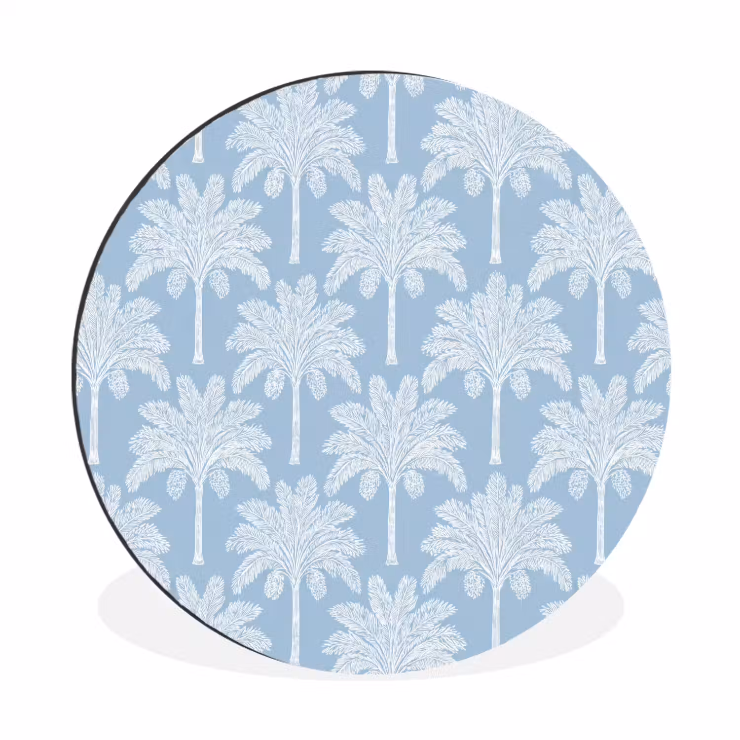 Palmboom - Modern - Blauw Wandcirkel aluminium klein 190 -3d