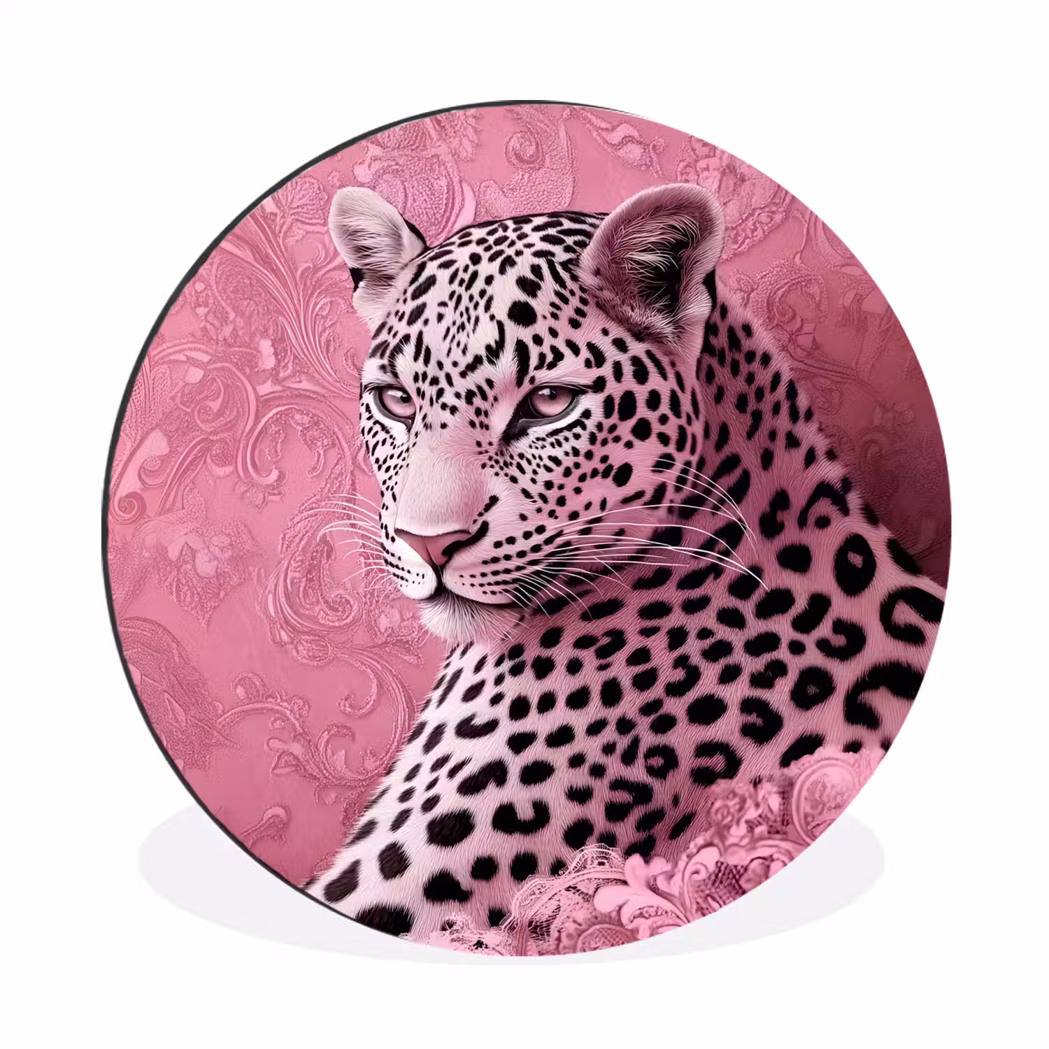 Panter - Luxe - Roze Wandcirkel aluminium klein -3d