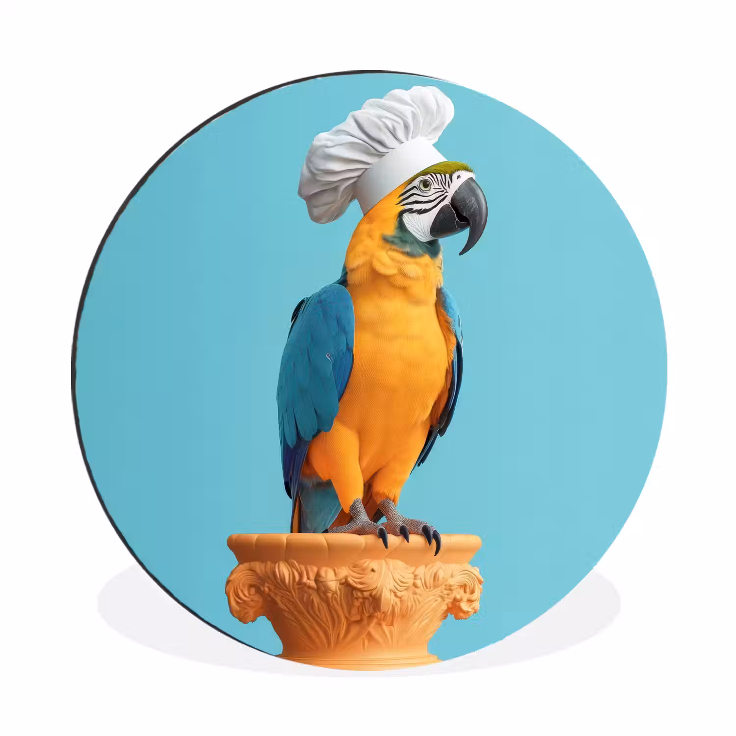 Papegaai - Koksmuts - Grappig - Vogel Wandcirkel aluminium klein -3d