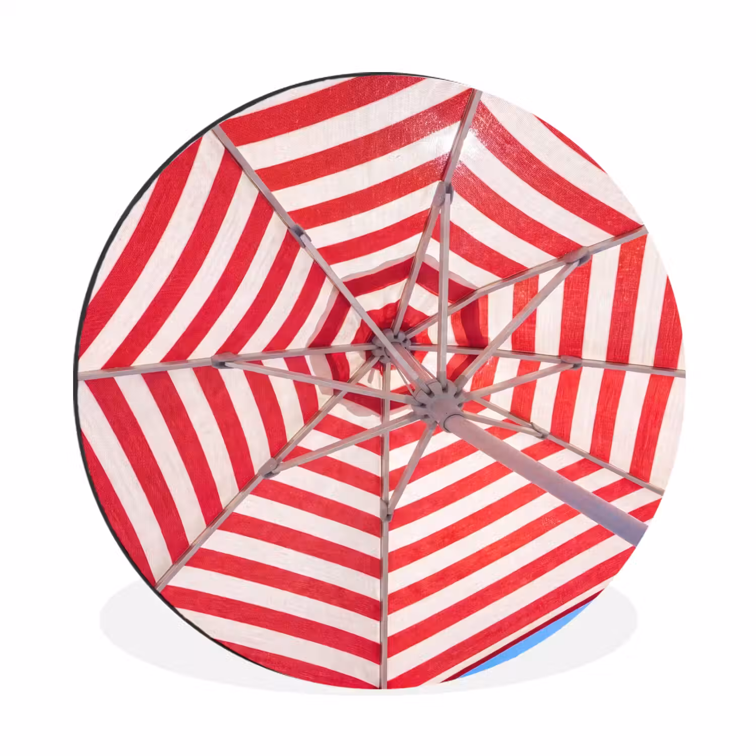 Parasol - Strepen - Zomer - Rood - Blauw Wandcirkel aluminium klein -3d