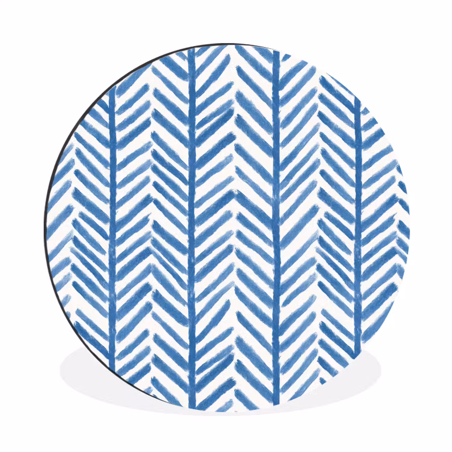 Patroon - Streep - Blauw Wandcirkel aluminium klein 190 -3d