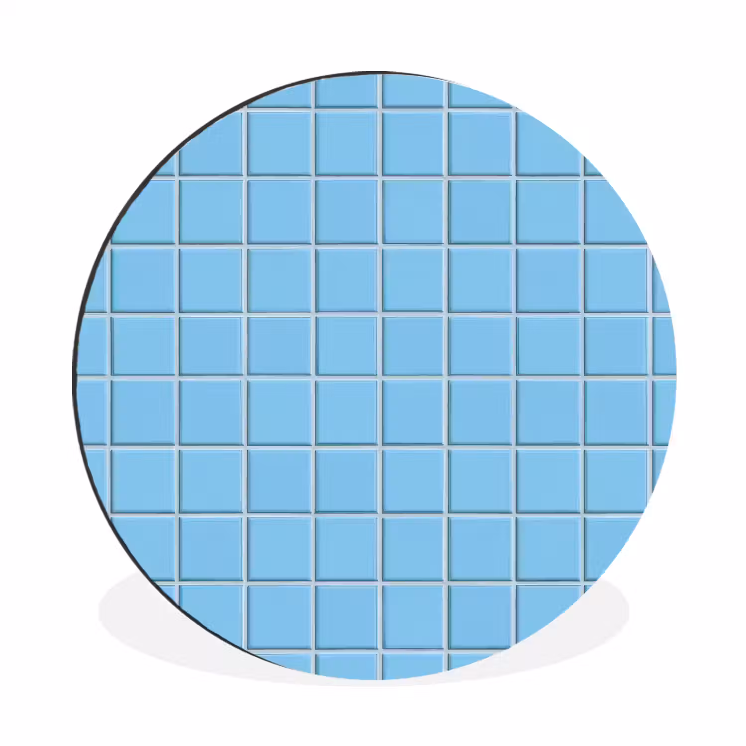Patroon - Tegel - Pastel - Blauw Wandcirkel aluminium klein 190 -3d