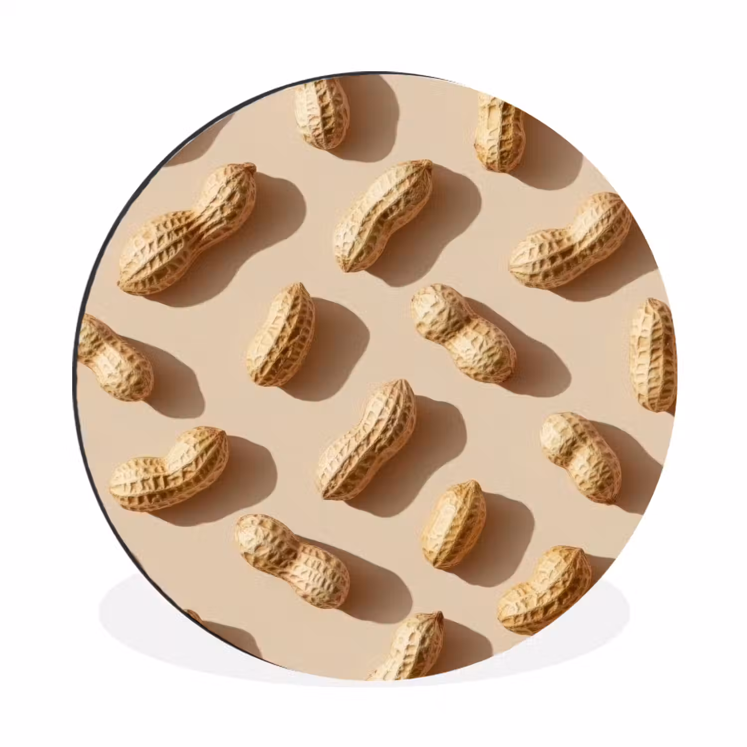 Pinda's - Patroon - Beige Wandcirkel aluminium klein -3d