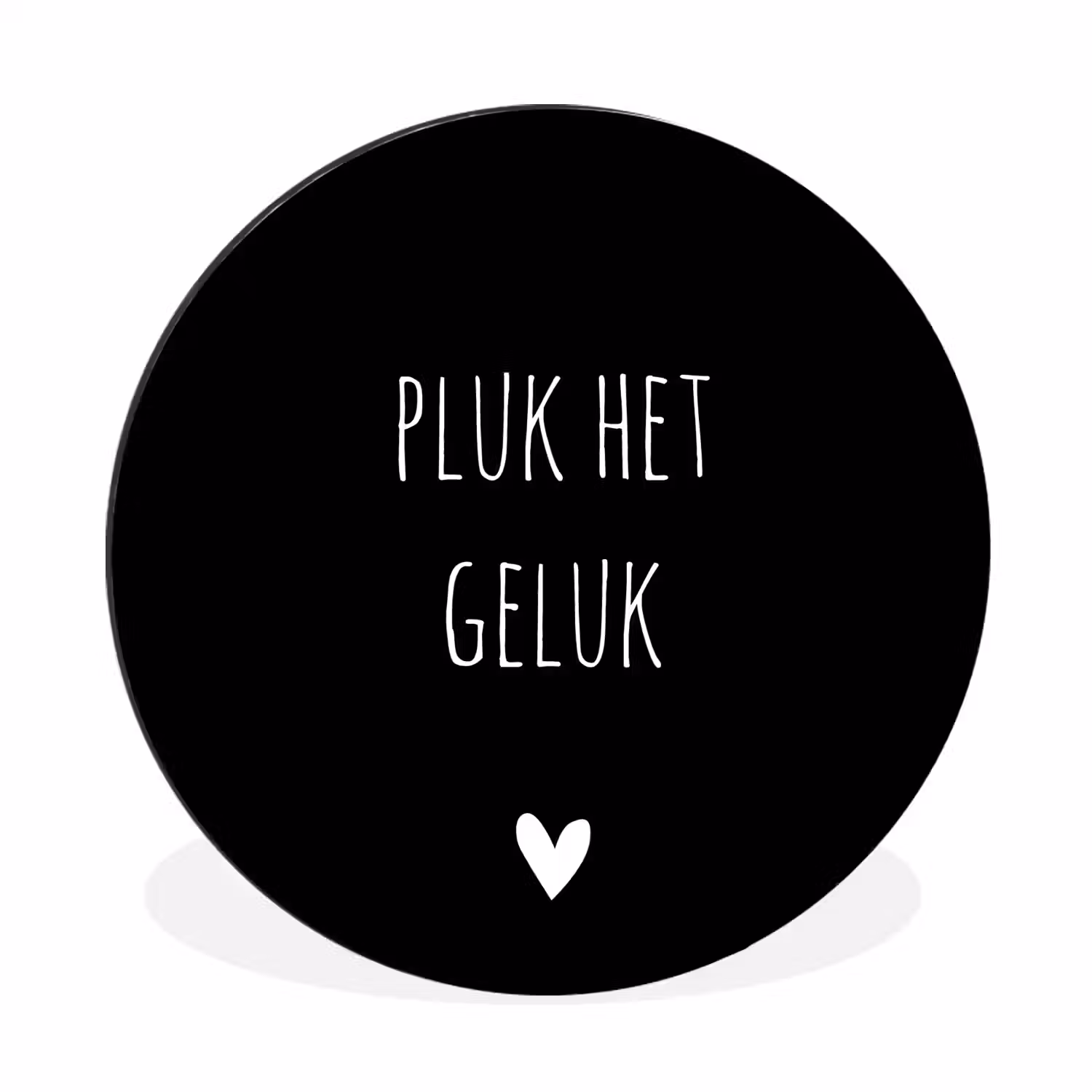 Quote - Spreuken - Pluk het geluk Wandcirkel aluminium klein -3d