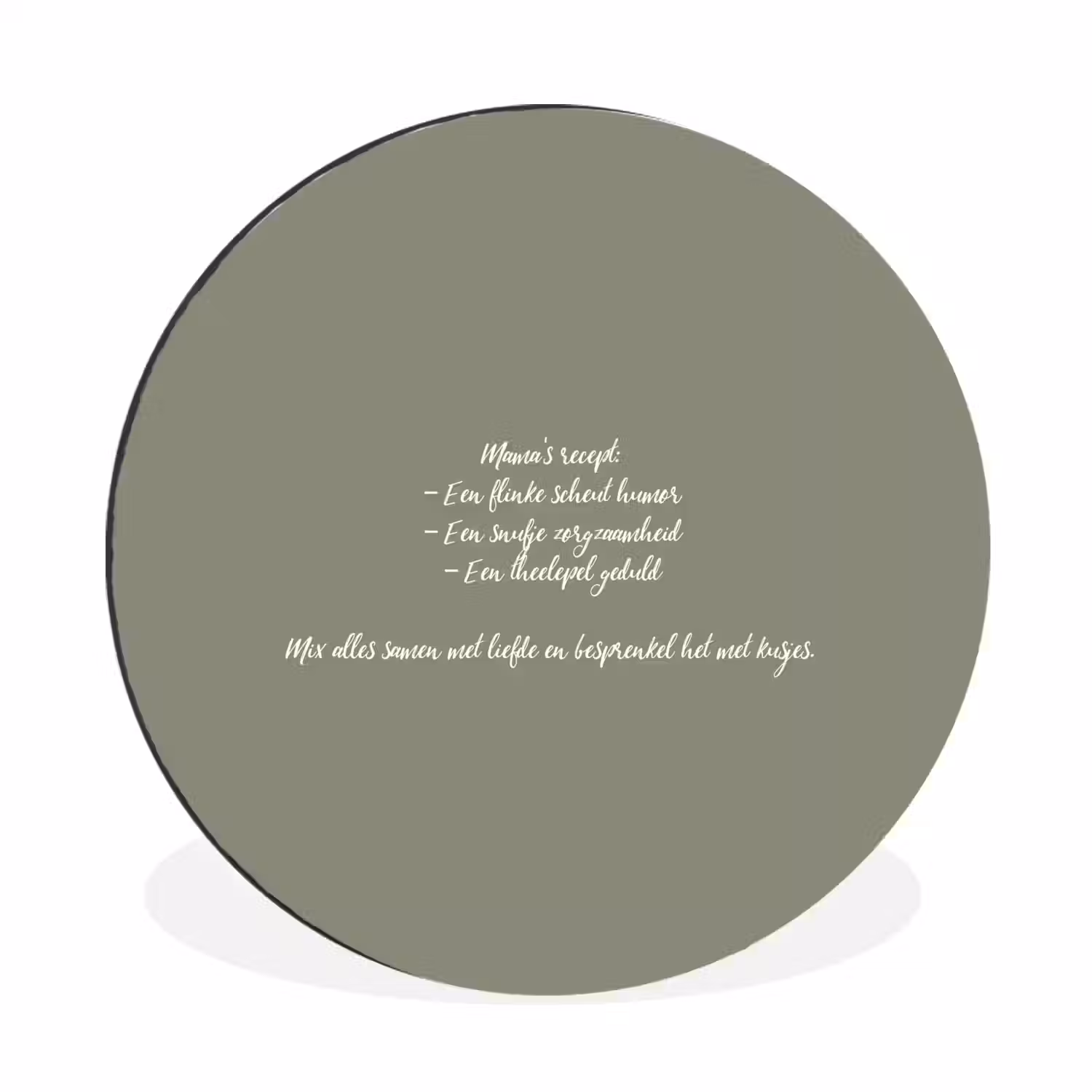 Quotes - Ma - Spreuken - Mama's recept - Koken Wandcirkel aluminium klein -3d