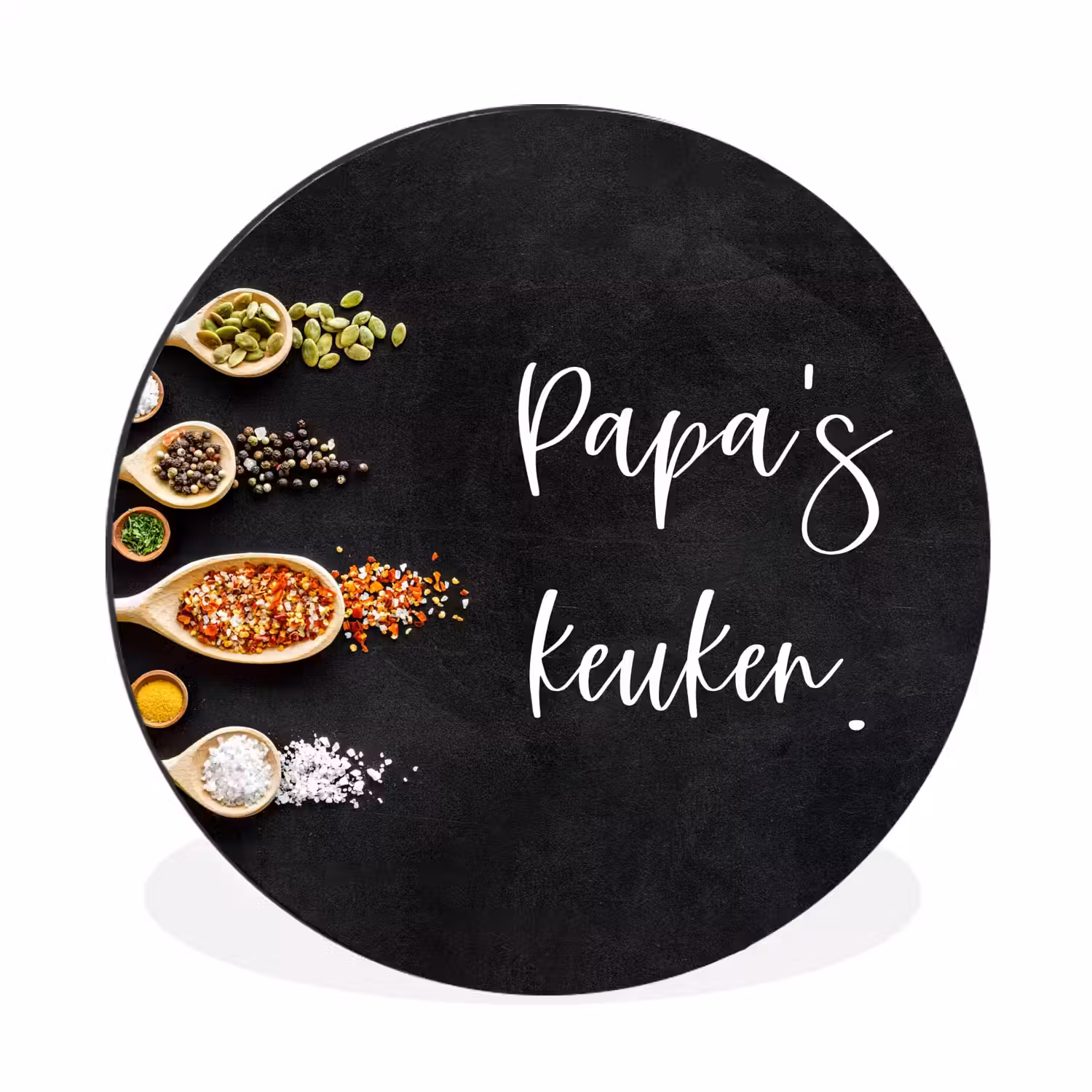 Quotes - Spreuken - Keuken - Papa's keuken - Papa Wandcirkel aluminium klein -3d