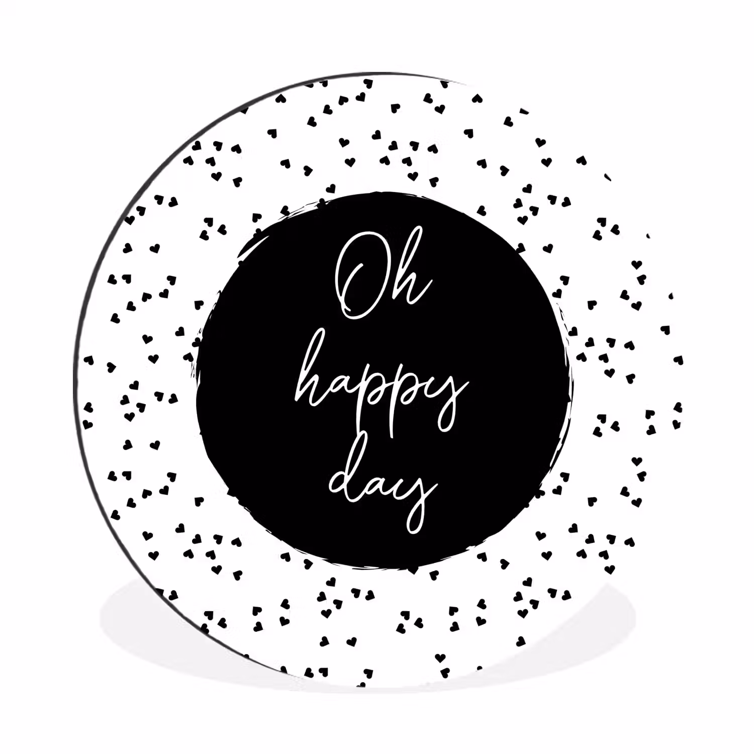 Quotes - Tekst - Oh happy day - Geluk Wandcirkel aluminium klein -3d