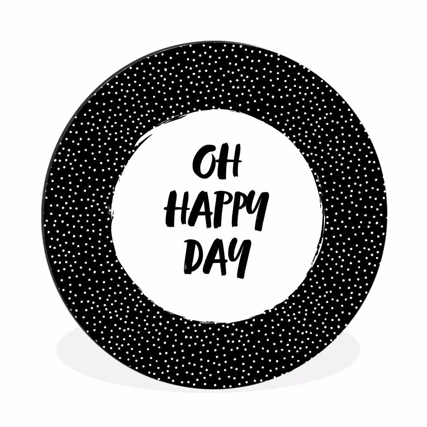 Quotes - Tekst - Oh happy day - Geluk Wandcirkel aluminium klein -3d