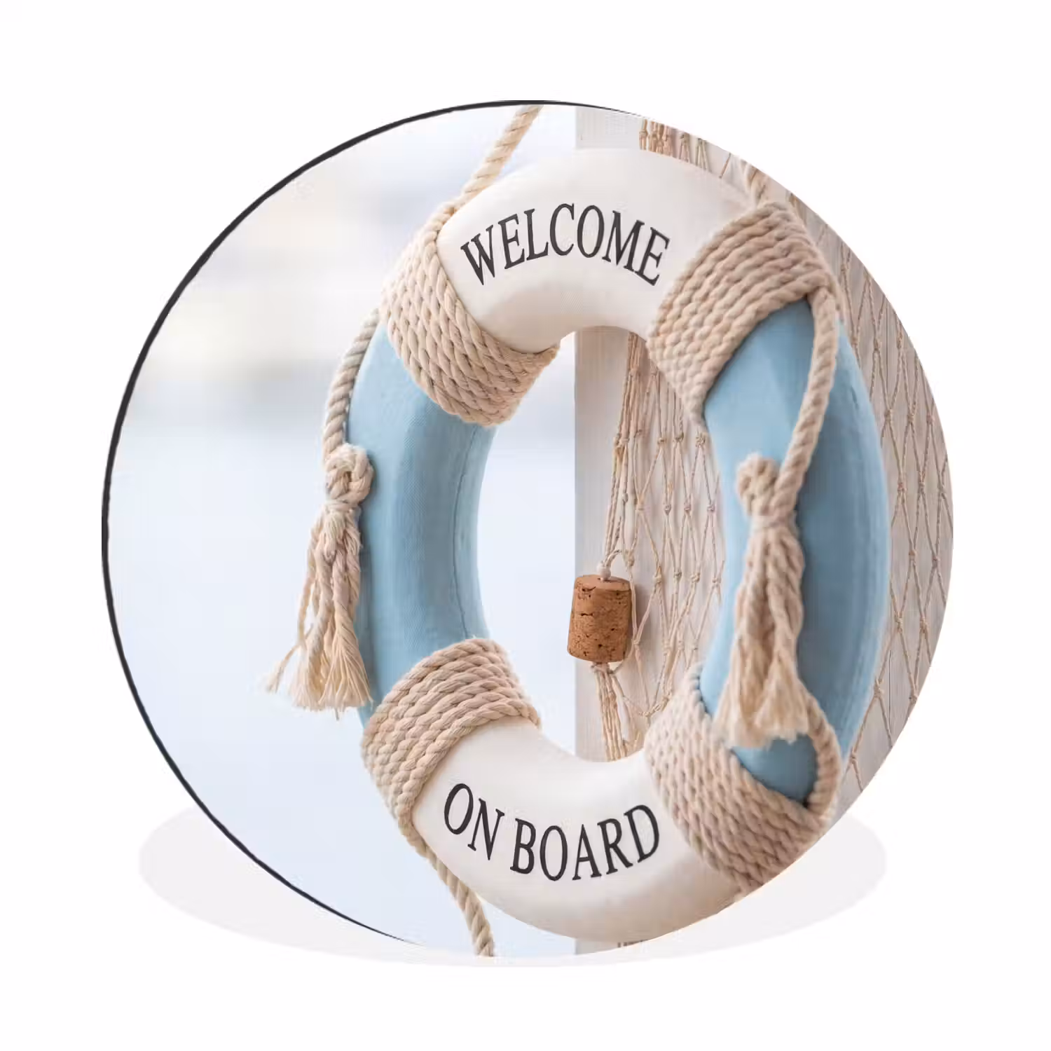 Reddingsboei - Maritiem - Welkom - Blauw - Wit Wandcirkel aluminium klein -3d