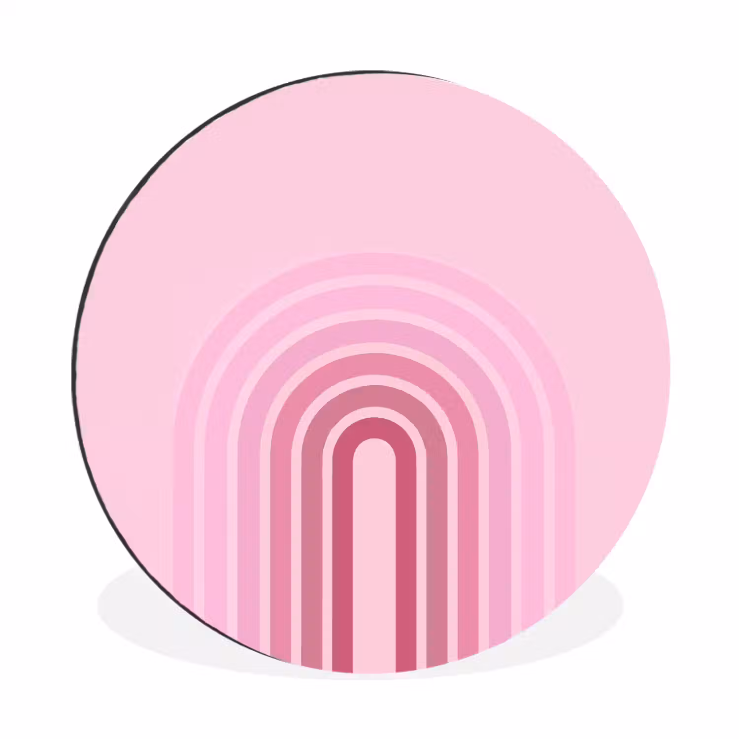Regenboog - Roze - Abstract - Modern - Minimalistisch Wandcirkel aluminium klein -3d