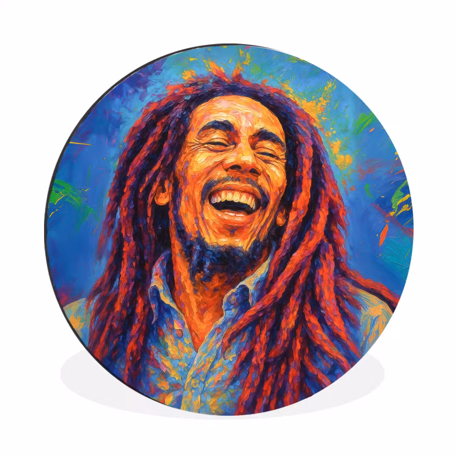Regenboogkleuren - Man - schilderij Wandcirkel aluminium klein -3d