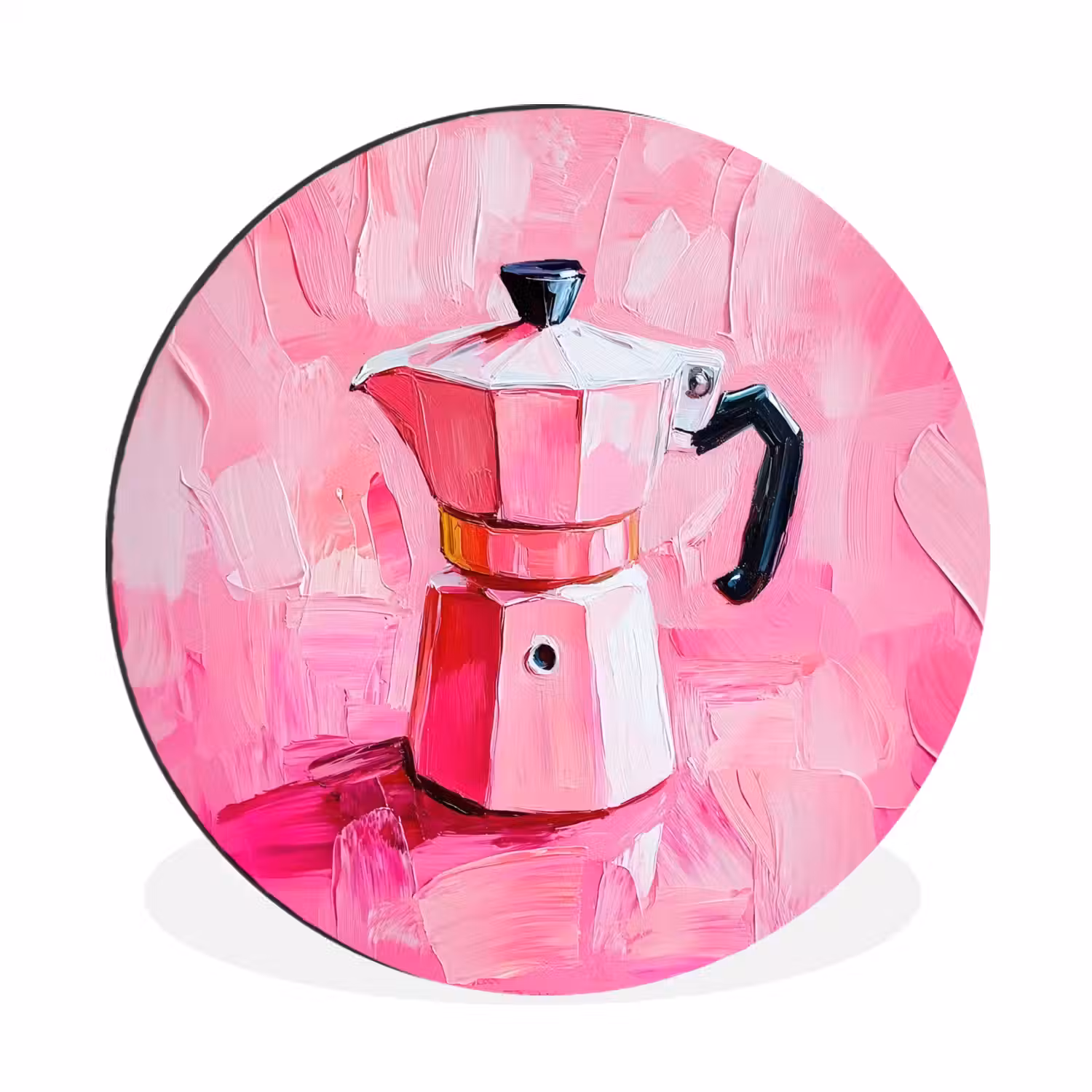 Roze - Verf - Coffee Wandcirkel aluminium klein -3d