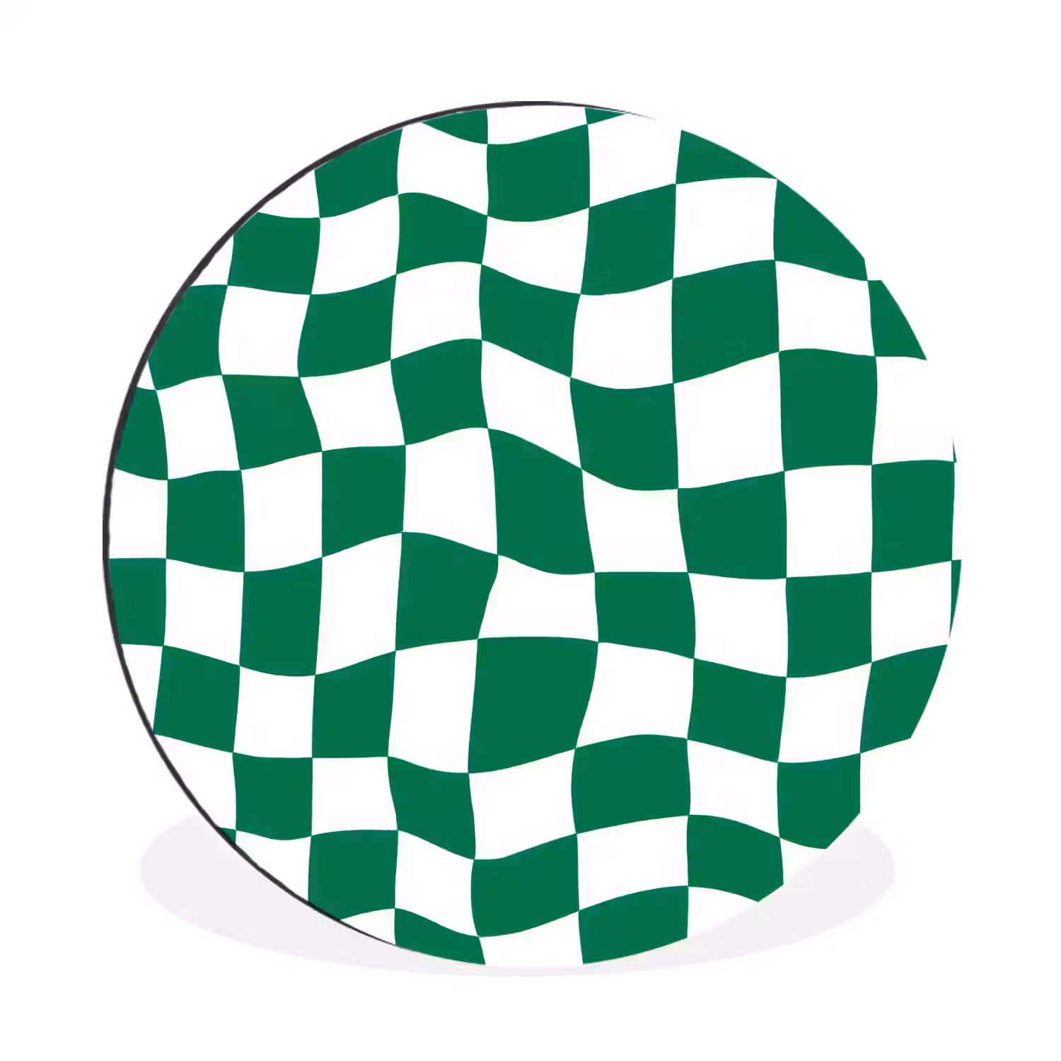 Schaakbord - Golvend - Groen Wandcirkel aluminium klein 190 -3d