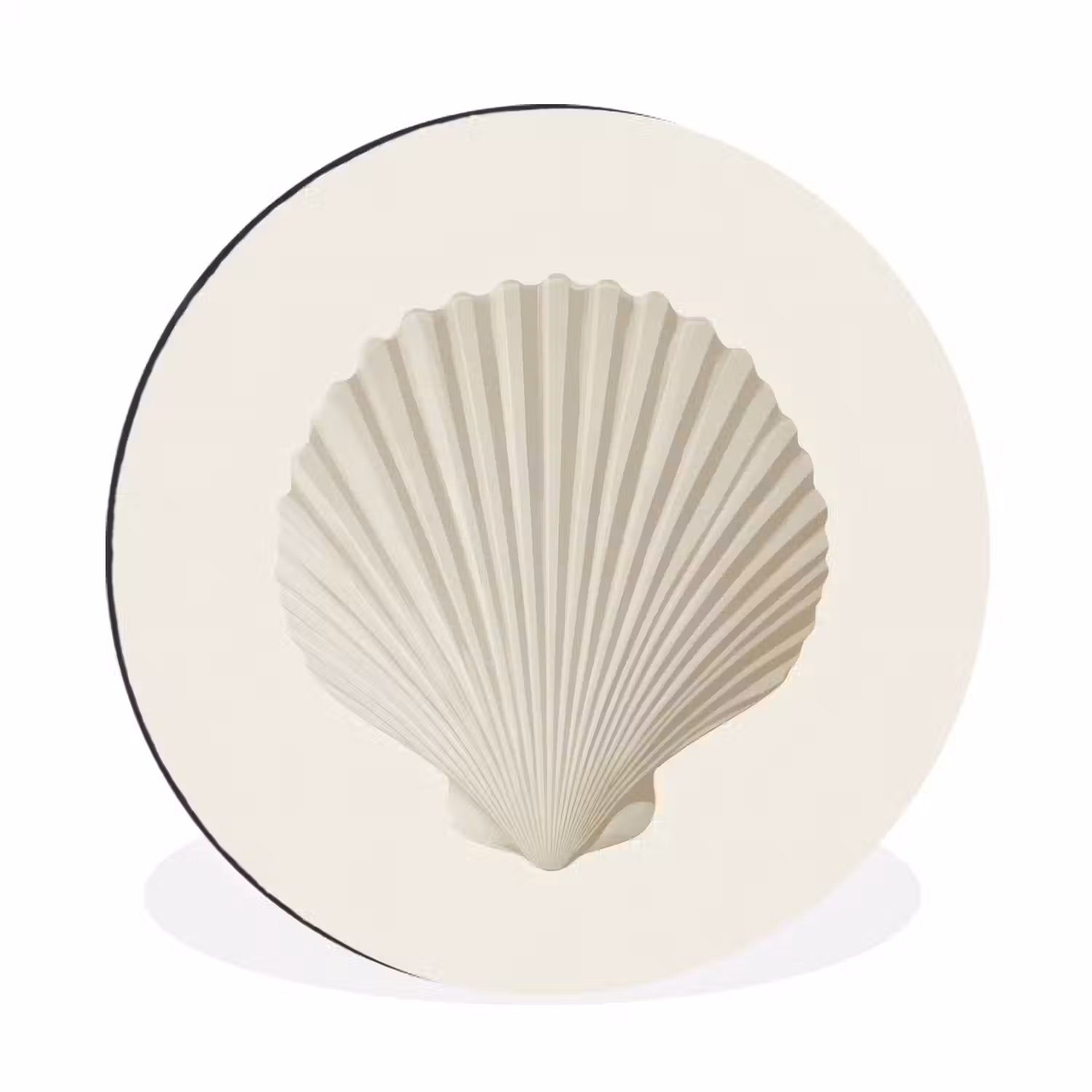 Schelp - Minimalistisch - Wit Wandcirkel aluminium klein -3d