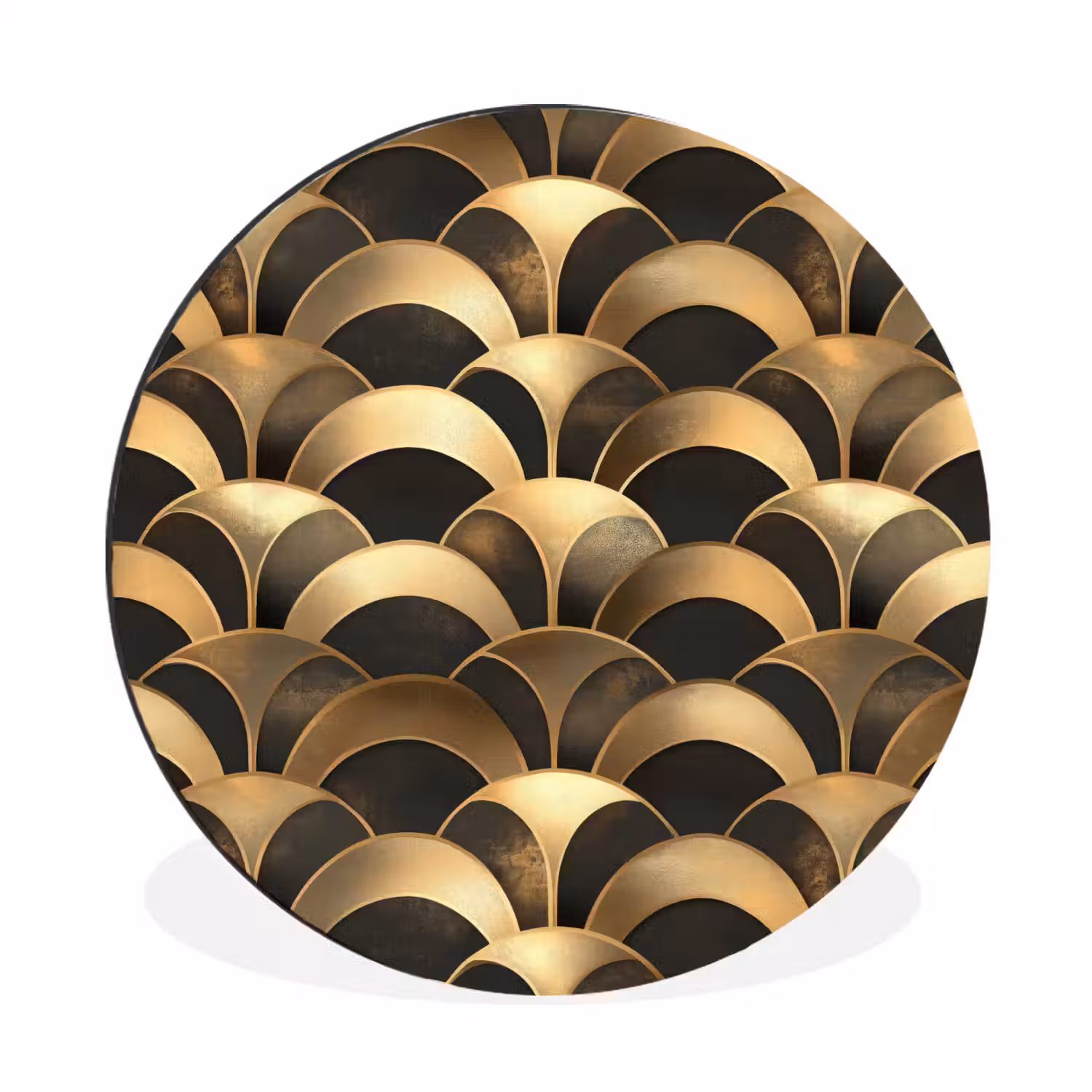 Schubben - Structuur - Goud Wandcirkel aluminium klein 190 -3d