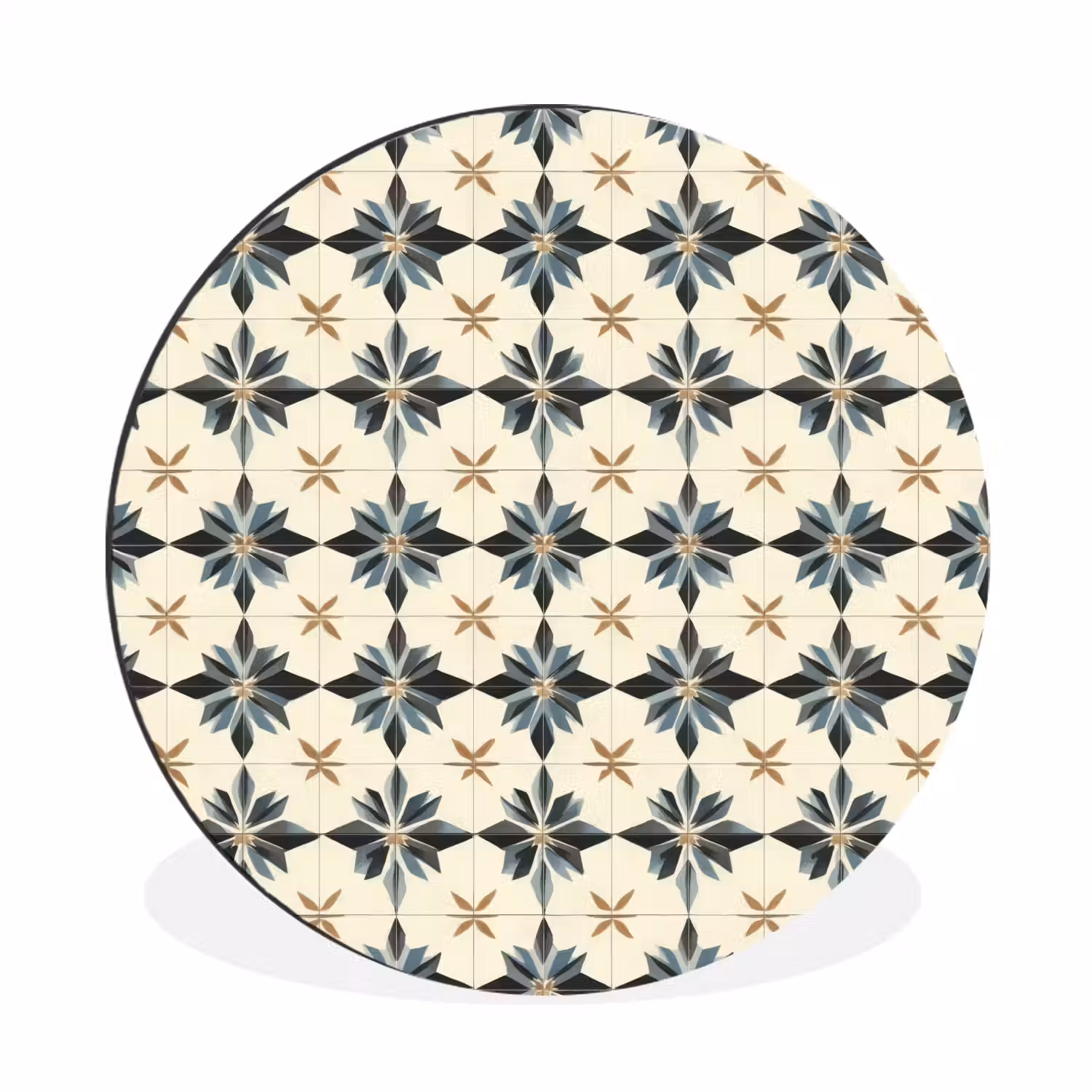 Sierlijk - Ornament - Blauw Wandcirkel aluminium klein 190 -3d