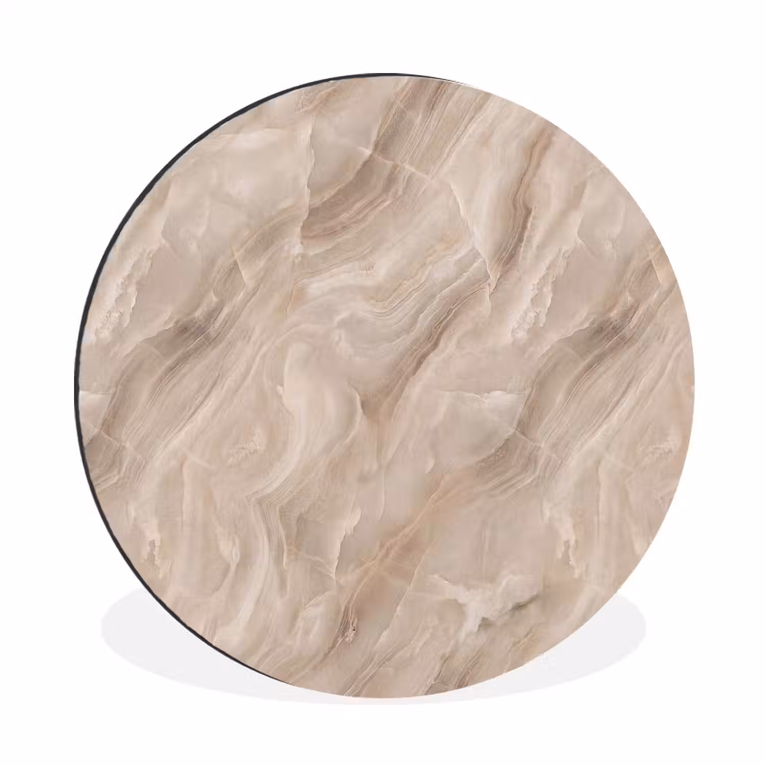Steen - Golvend - Abstract - Beige Wandcirkel aluminium klein -3d