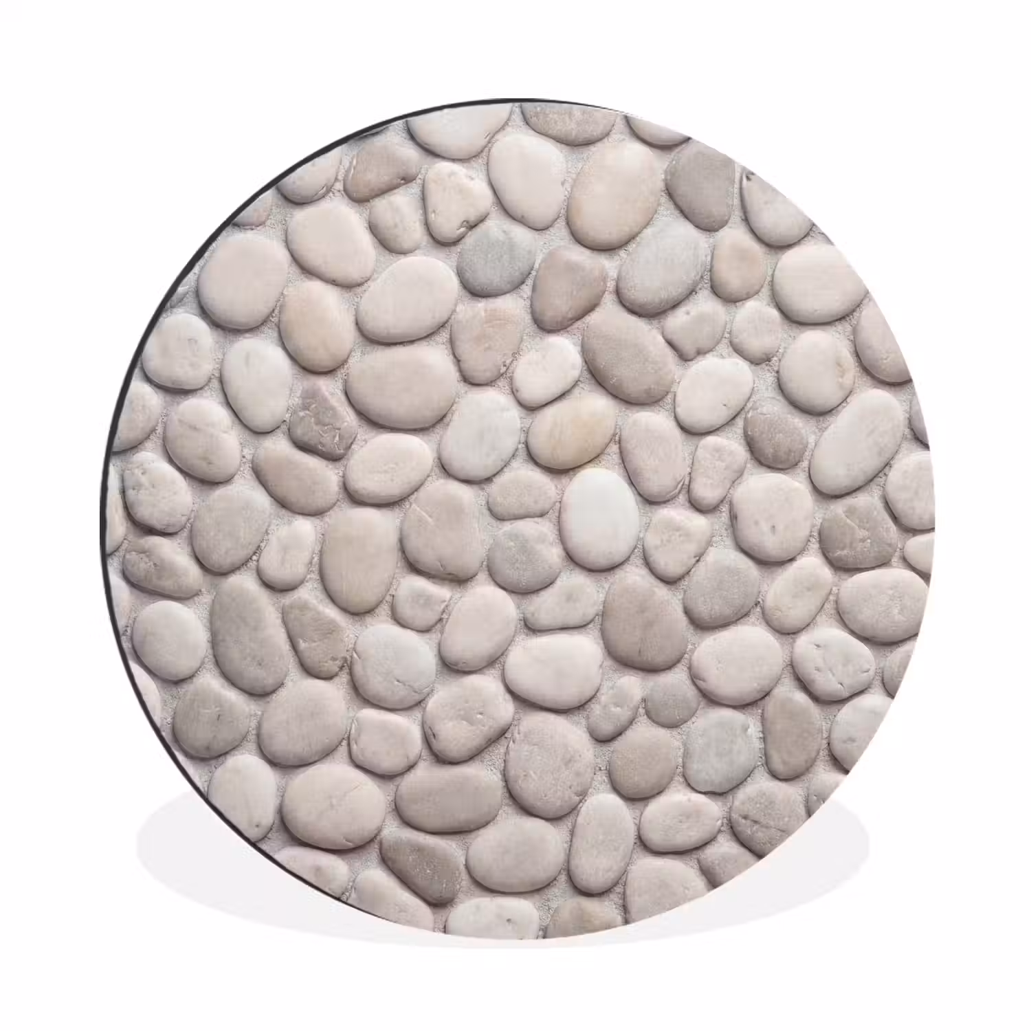 Steen - Kiezel - Natuur - Minimalistisch - Beige Wandcirkel aluminium klein -3d